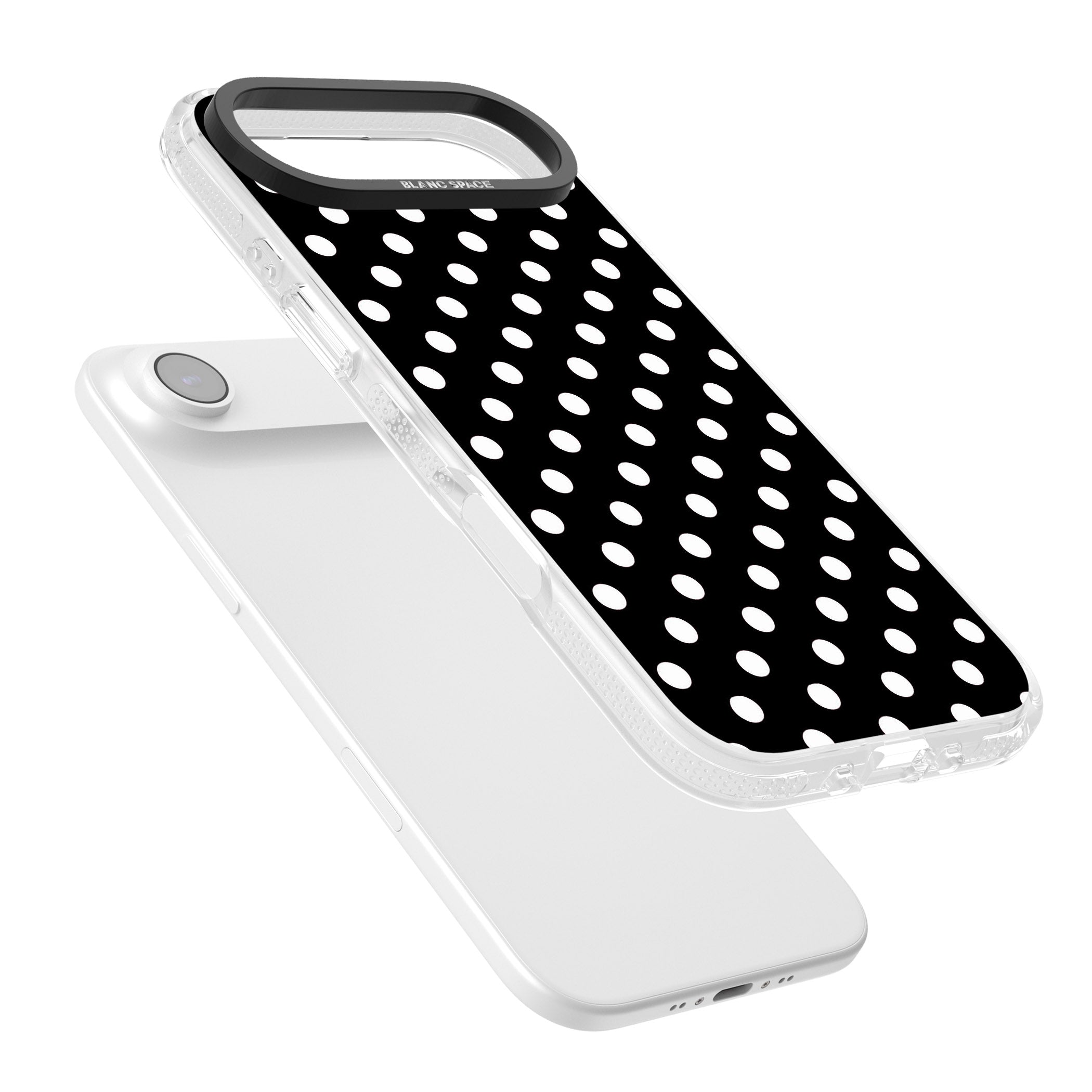 Designer Chic Black Polka Dot iPhone 17 Air Impact Air Clear Phone Case Colours