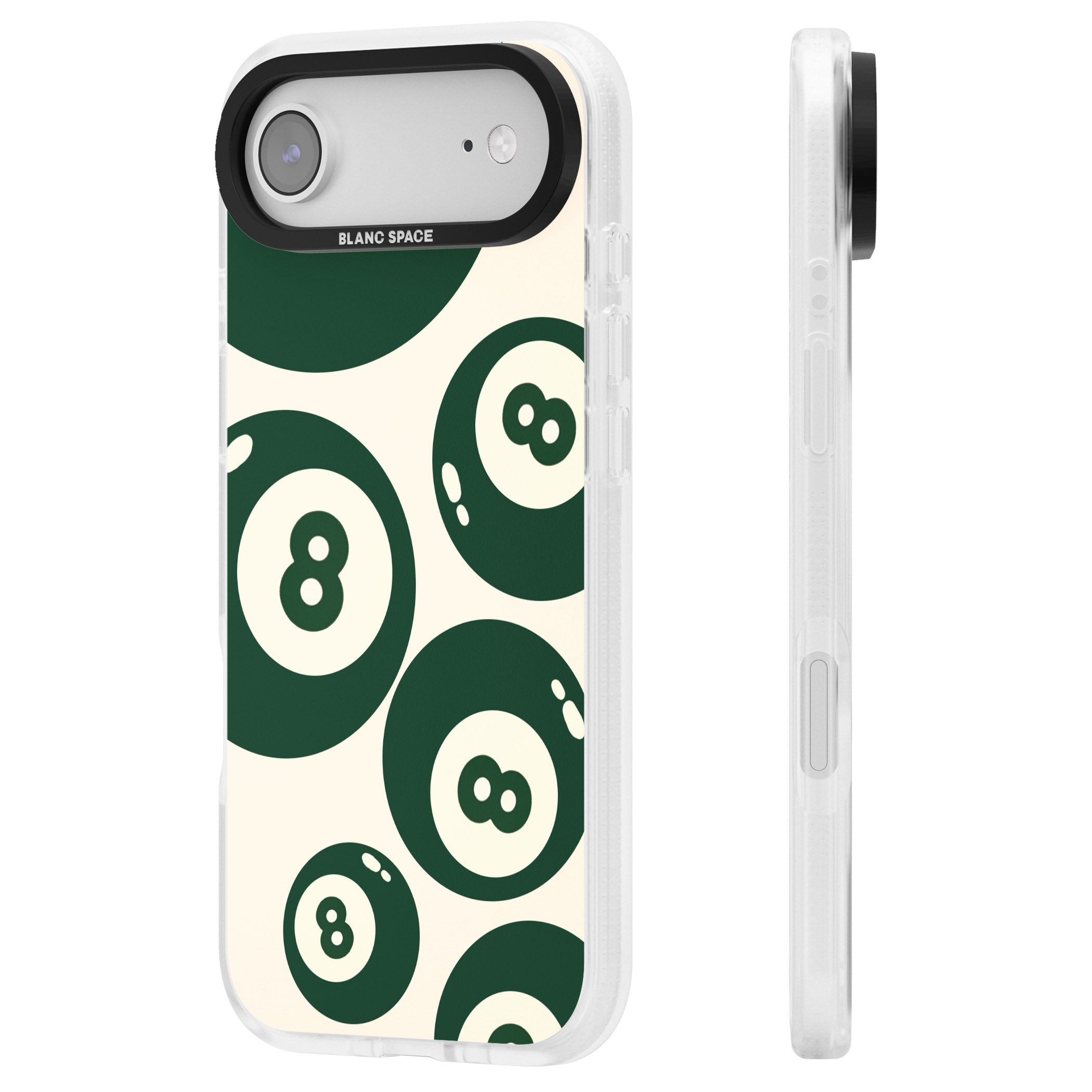 Green Eight Balls iPhone 17 Air Impact Air Clear Phone Case Side Profile