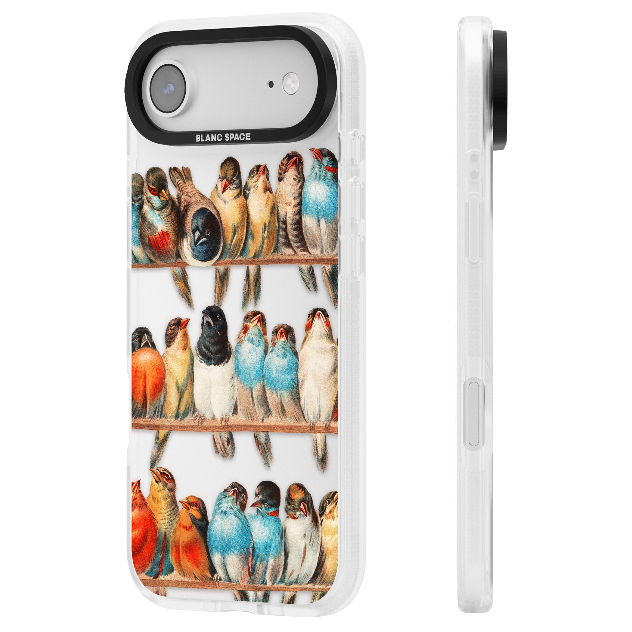 A Perch Of Birds iPhone 17 Air Impact Air Clear Phone Case Side Profile