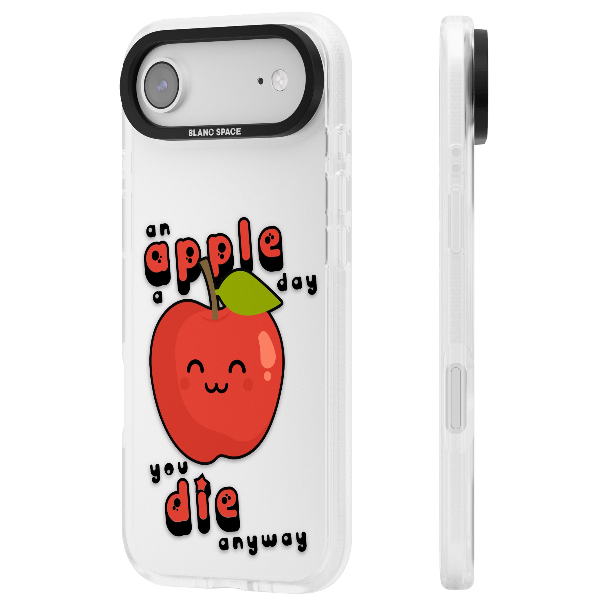An Apple A Day iPhone 17 Air Impact Air Clear Phone Case Side Profile