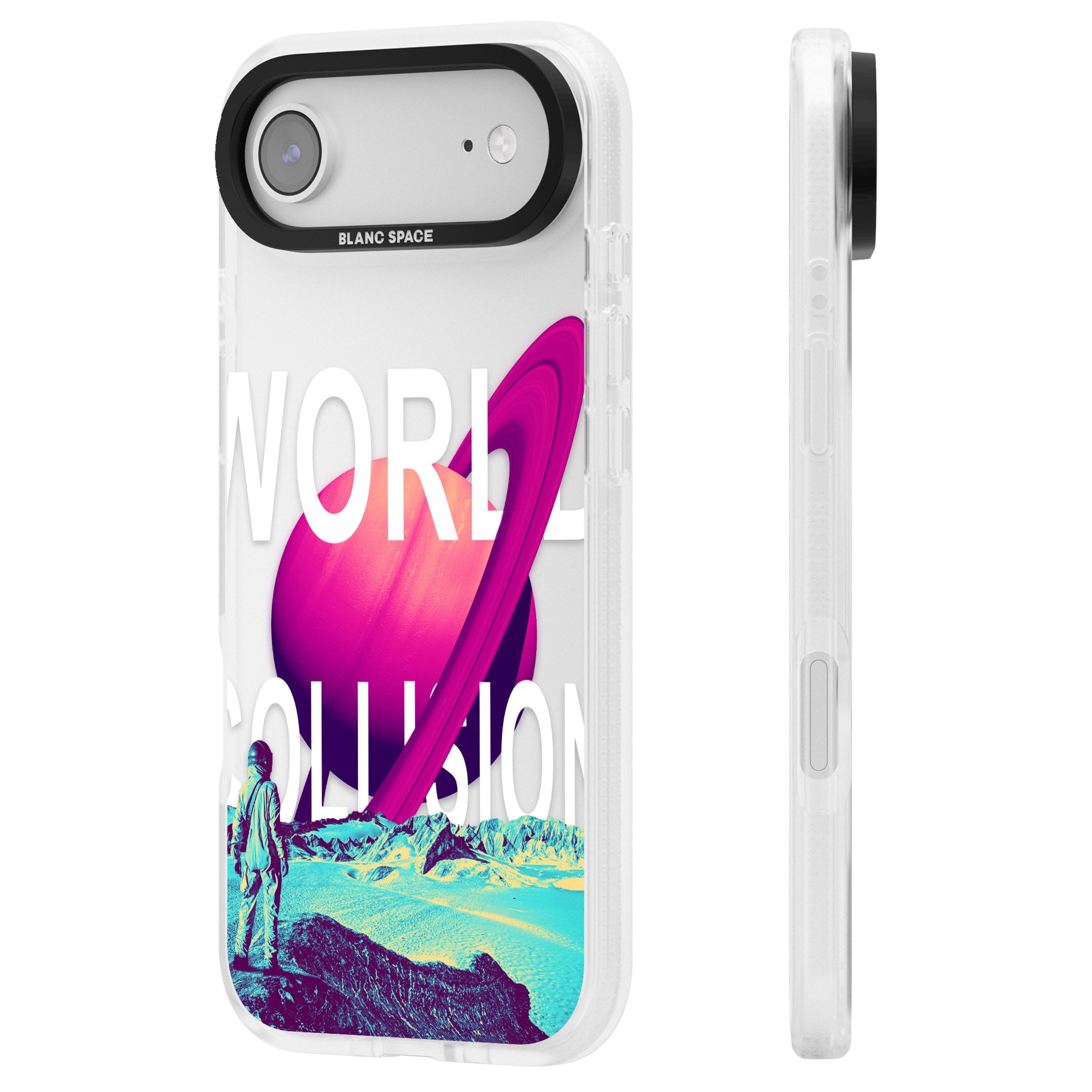 World Collision iPhone 17 Air Impact Air Clear Phone Case Side Profile