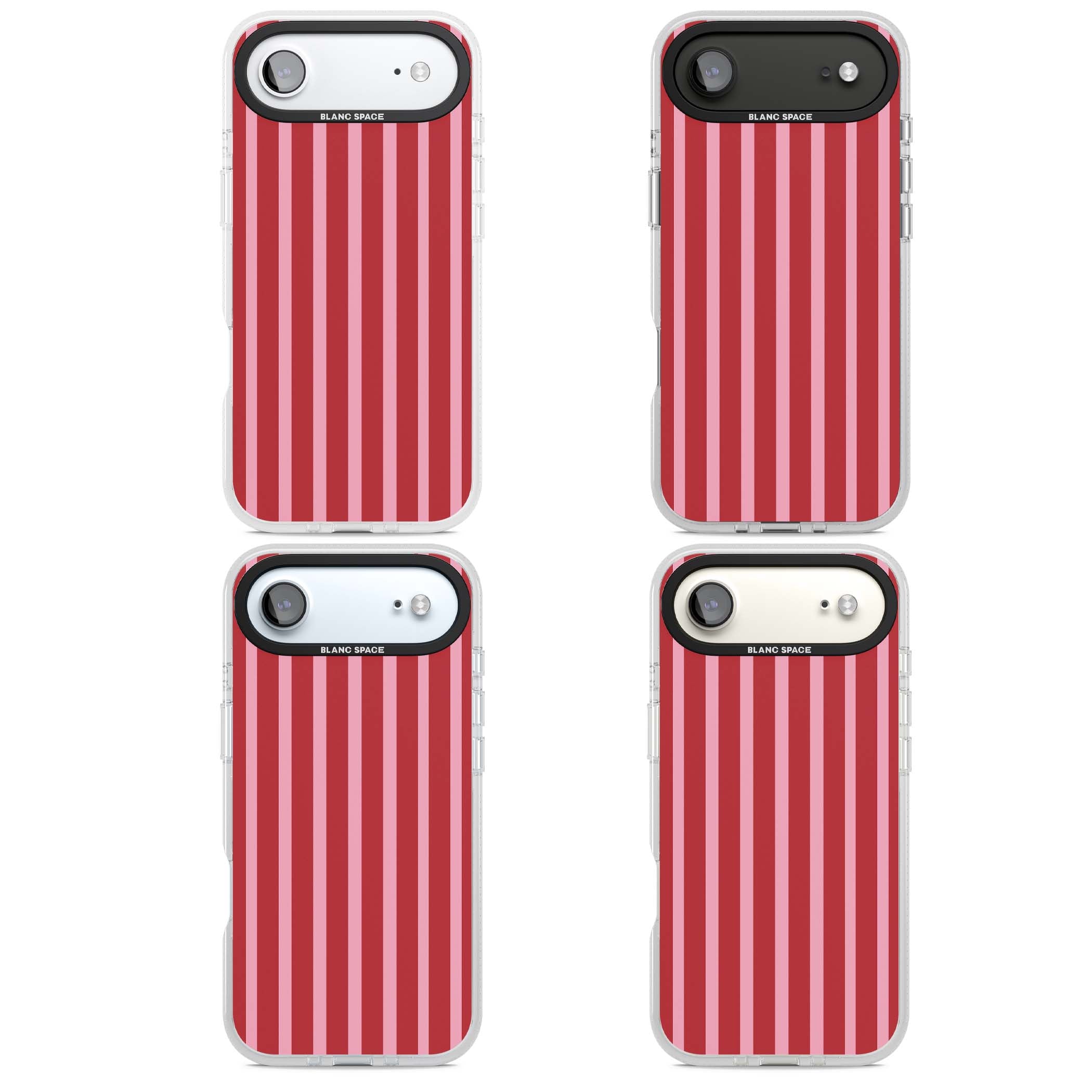 Raspberry Stripe coquette iPhone case featuring red and pink vertical stripes in a candy-inspired pattern | Clear Case Impact Air case for iPhone Air