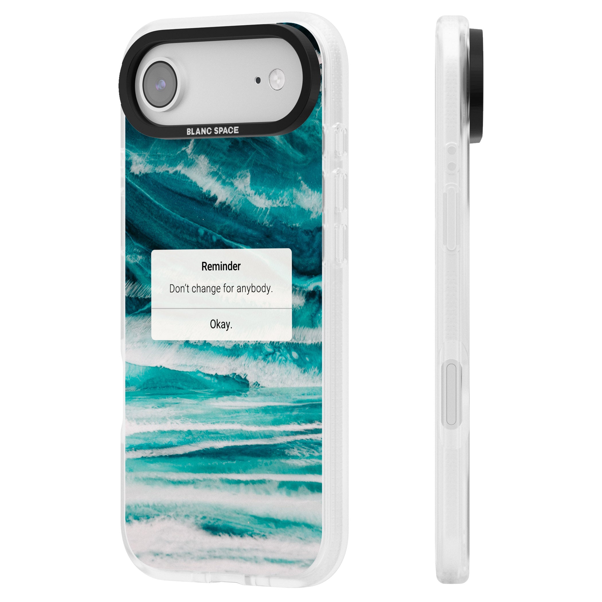 Ocean Vibe Reminder iPhone 17 Air Impact Air Clear Phone Case Side Profile