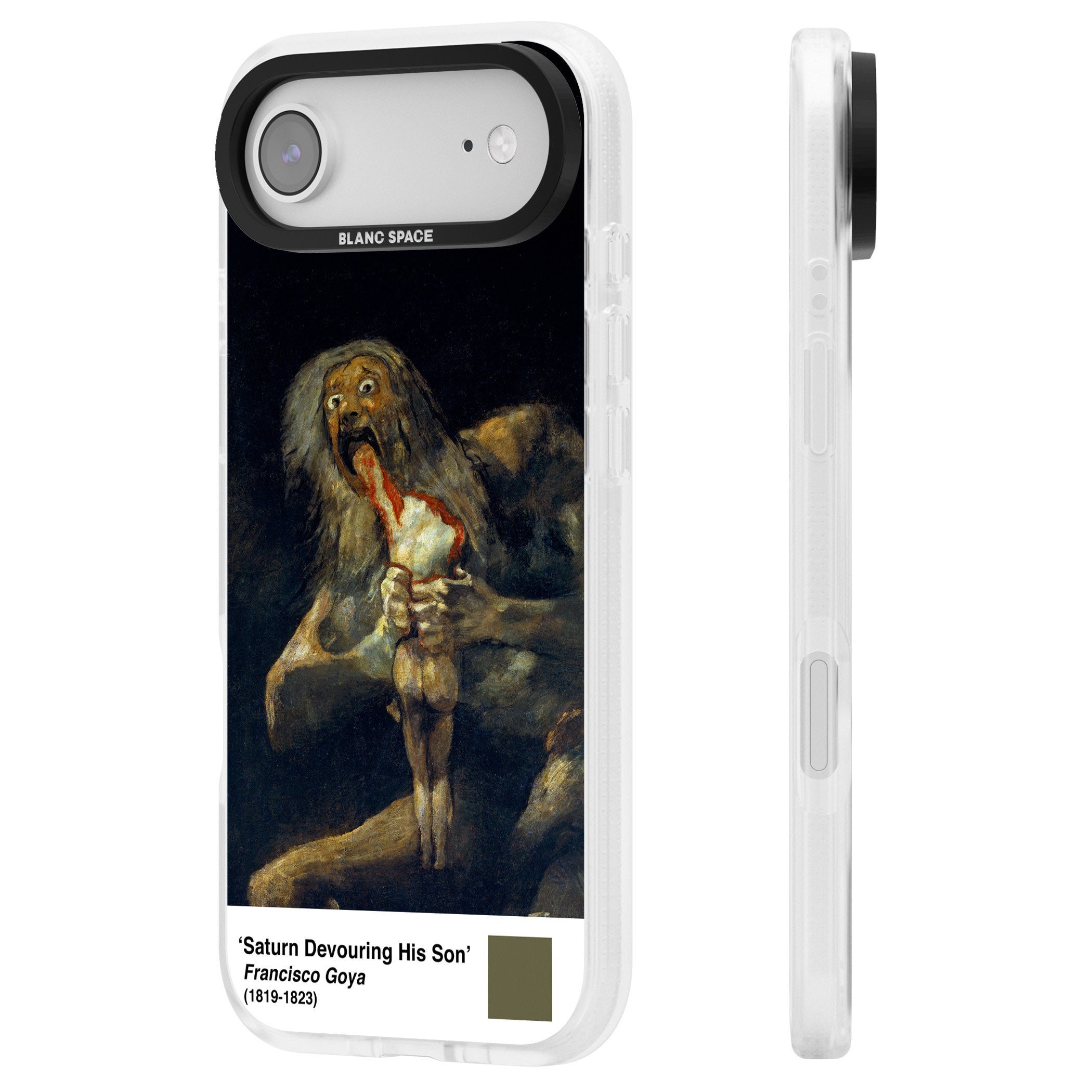 Saturn Devouring His Son iPhone 17 Air Impact Air Clear Phone Case Side Profile