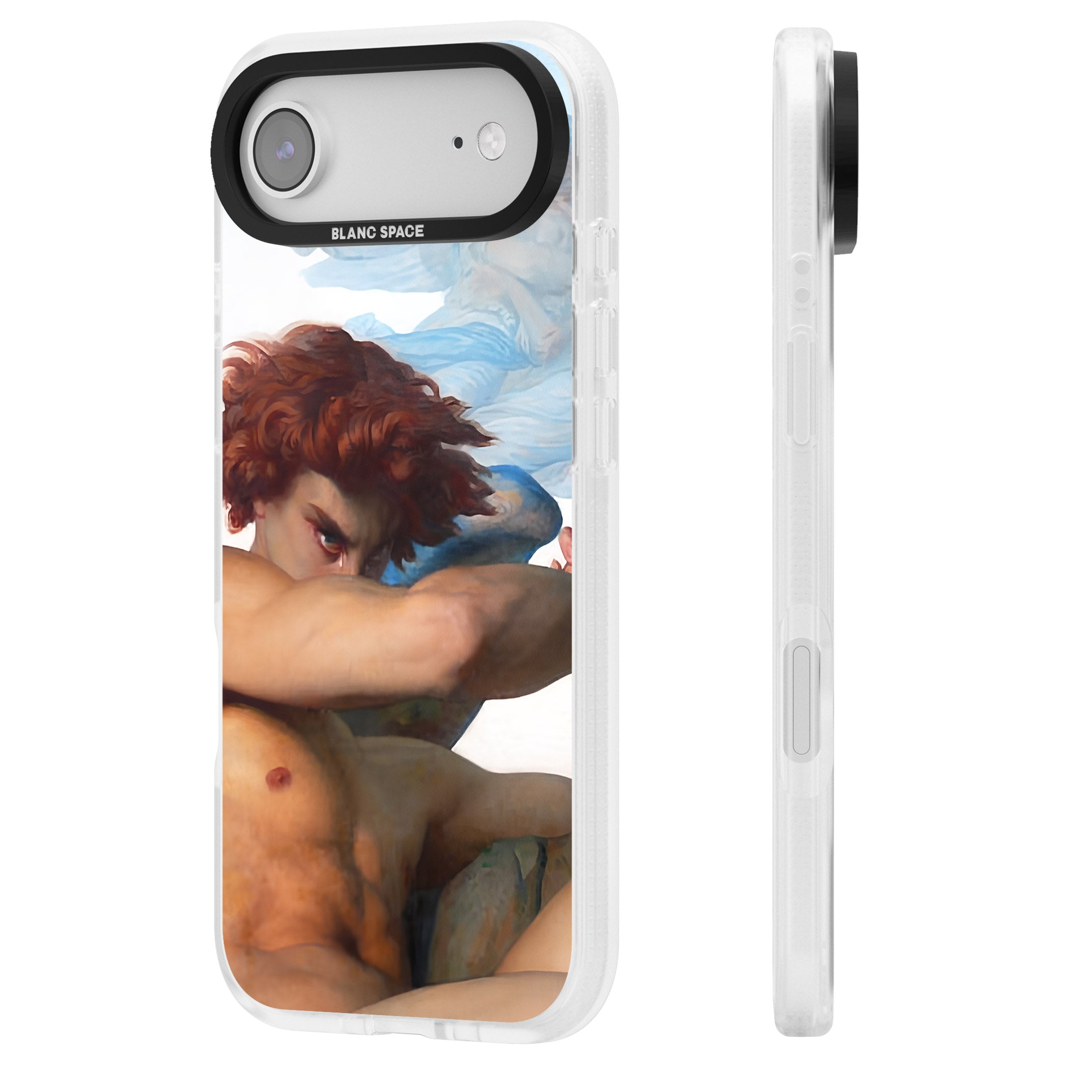 The Fallen Angel iPhone 17 Air Impact Air Clear Phone Case Side Profile