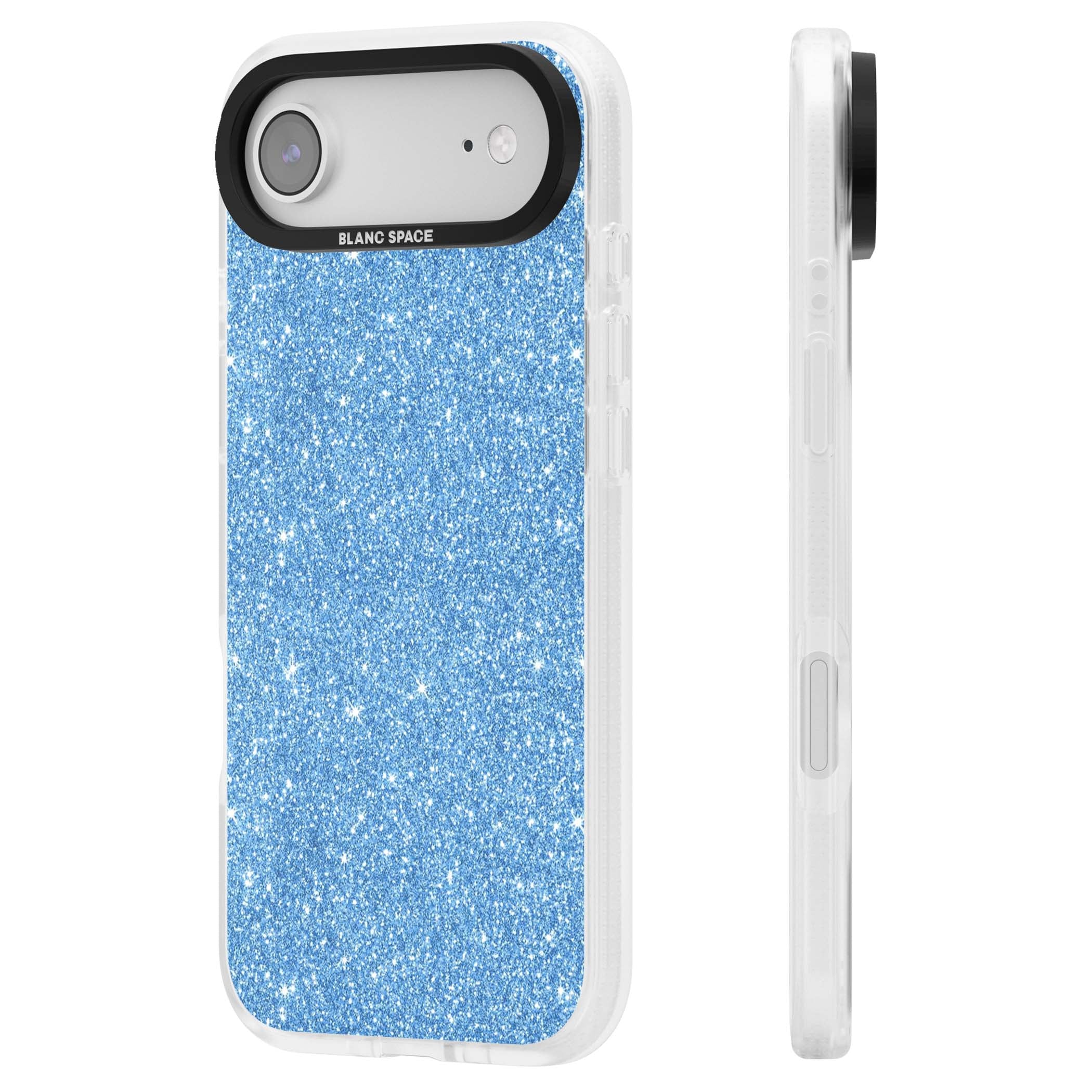 Blue Glitter blue glitter iPhone case featuring dense sparkling cerulean glitter with a glamorous shimmering finish | Clear Case Impact Air case for iPhone Air
