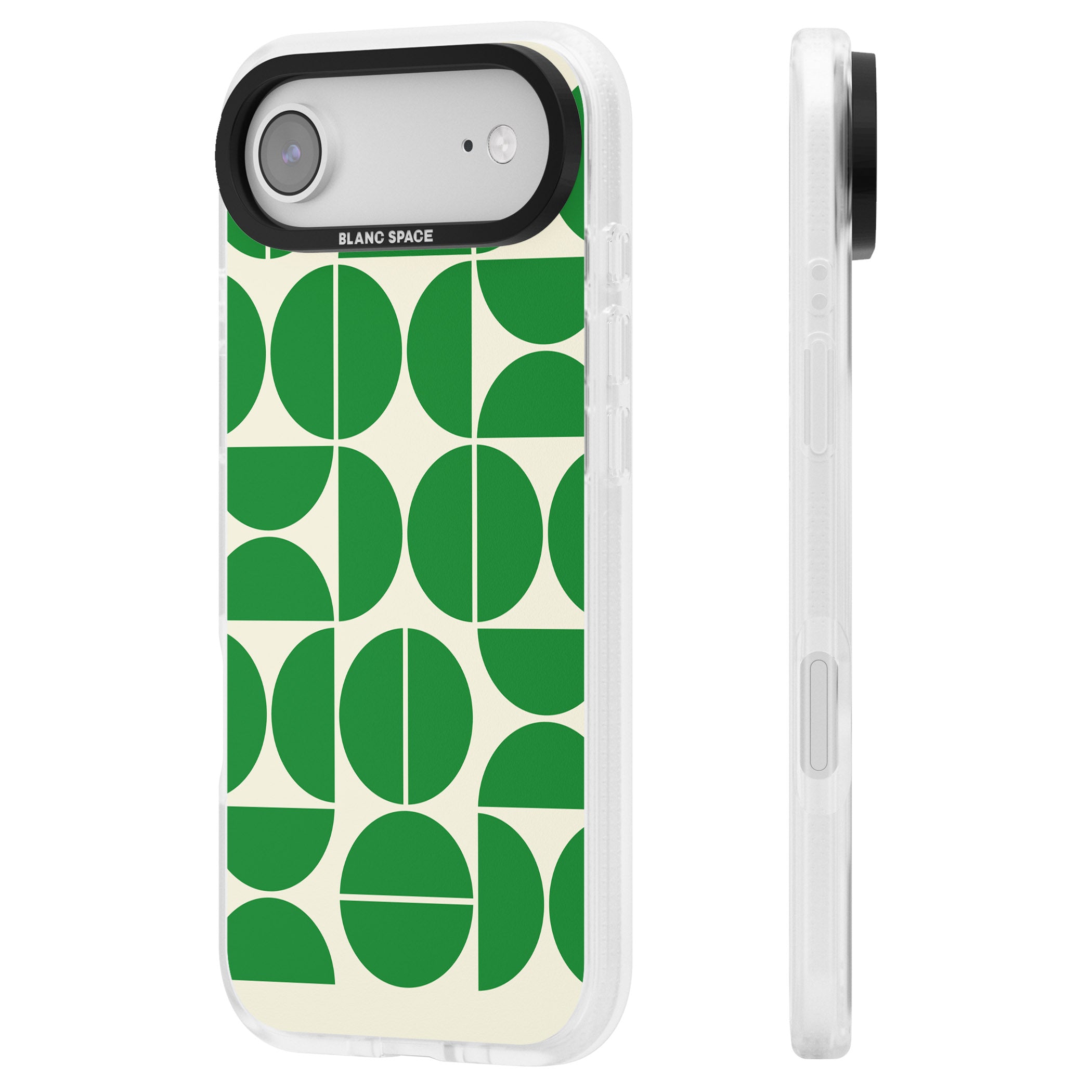 Retro Green Circles iPhone 17 Air Impact Air Clear Phone Case Side Profile