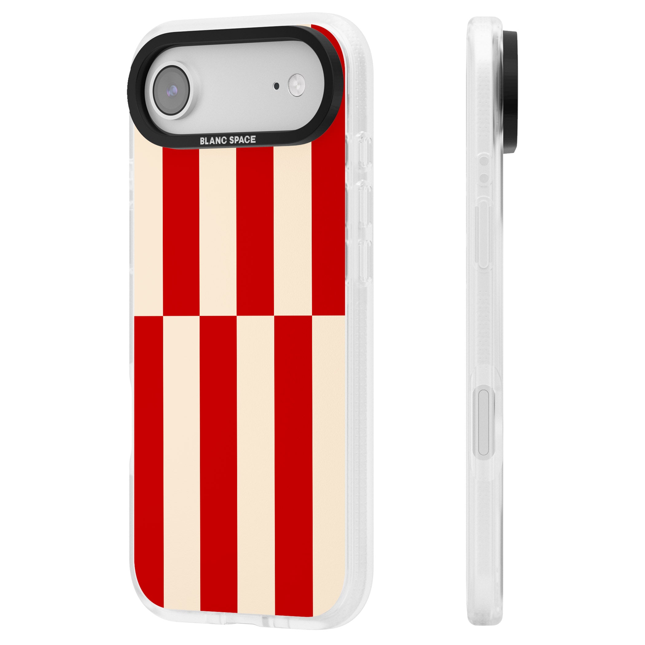 Retro Red Stripes iPhone 17 Air Impact Air Clear Phone Case Side Profile