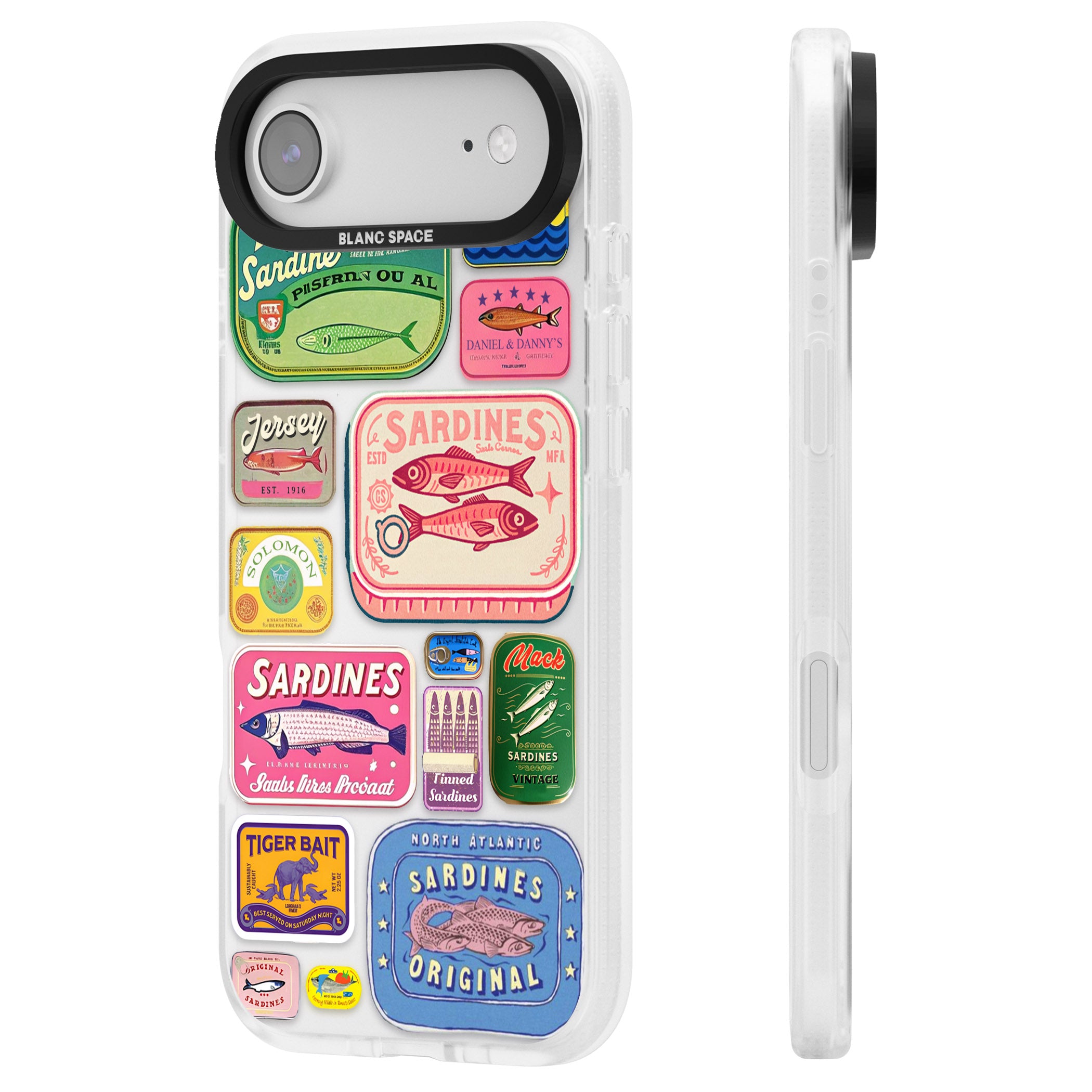 Vintage Sardine Tins iPhone 17 Air Impact Air Clear Phone Case Side Profile