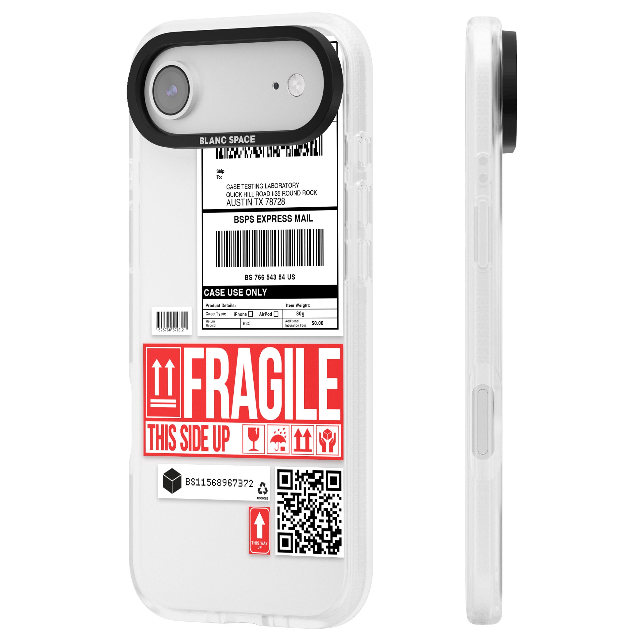 Shipping Label iPhone 17 Air Impact Air Clear Phone Case Side Profile
