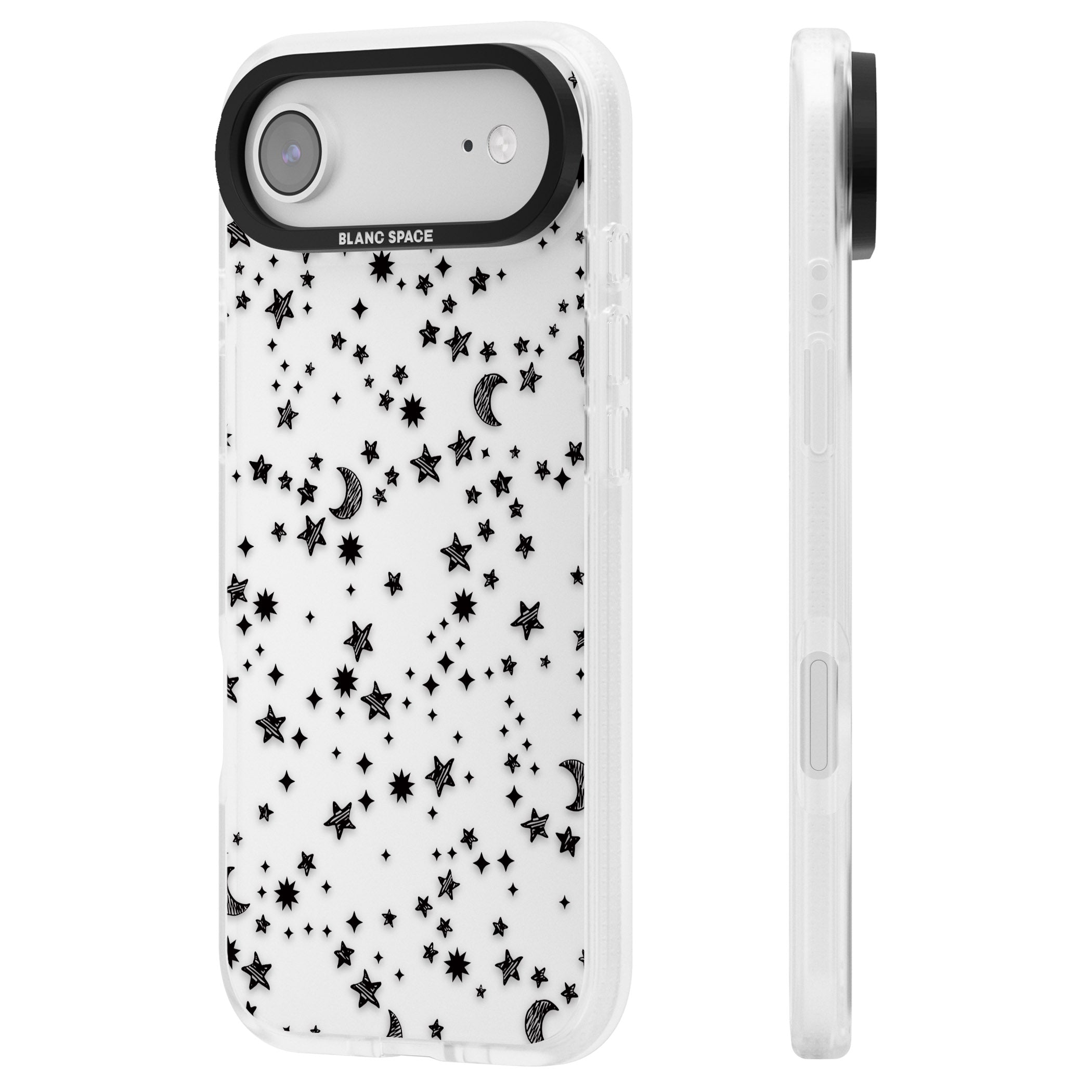Black Cosmic Galaxy Pattern iPhone 17 Air Impact Air Clear Phone Case Side Profile