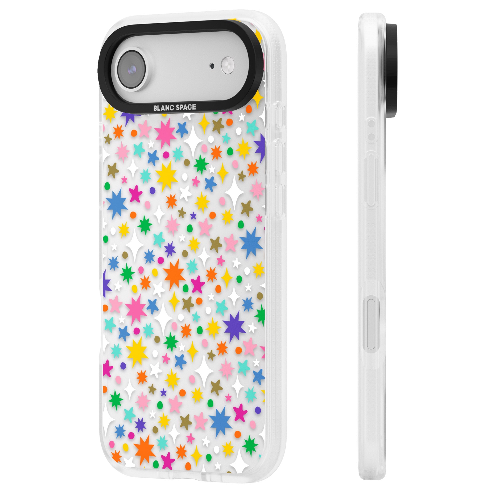 Rainbow Starburst iPhone 17 Air Impact Air Clear Phone Case Side Profile