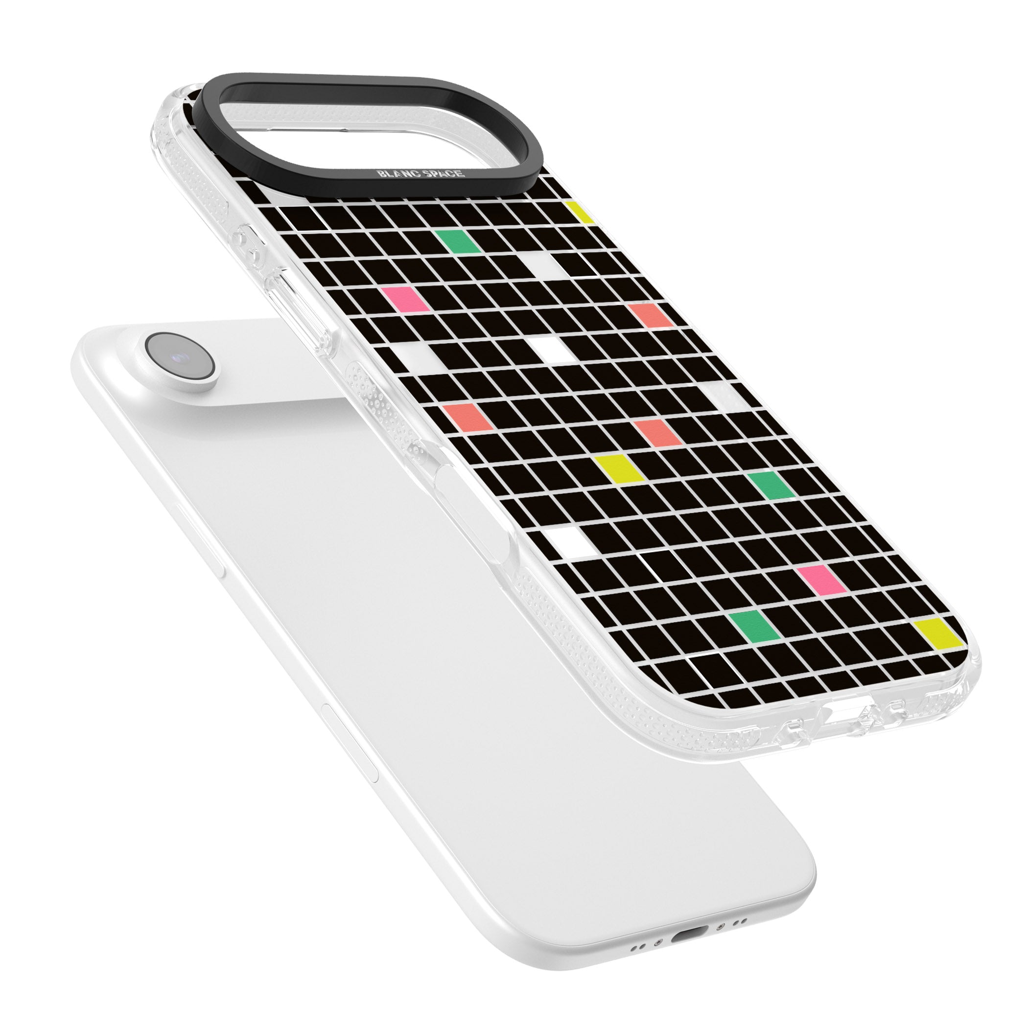 Vibrant Black Geometric Grid iPhone 17 Air Impact Air Clear Phone Case Colours