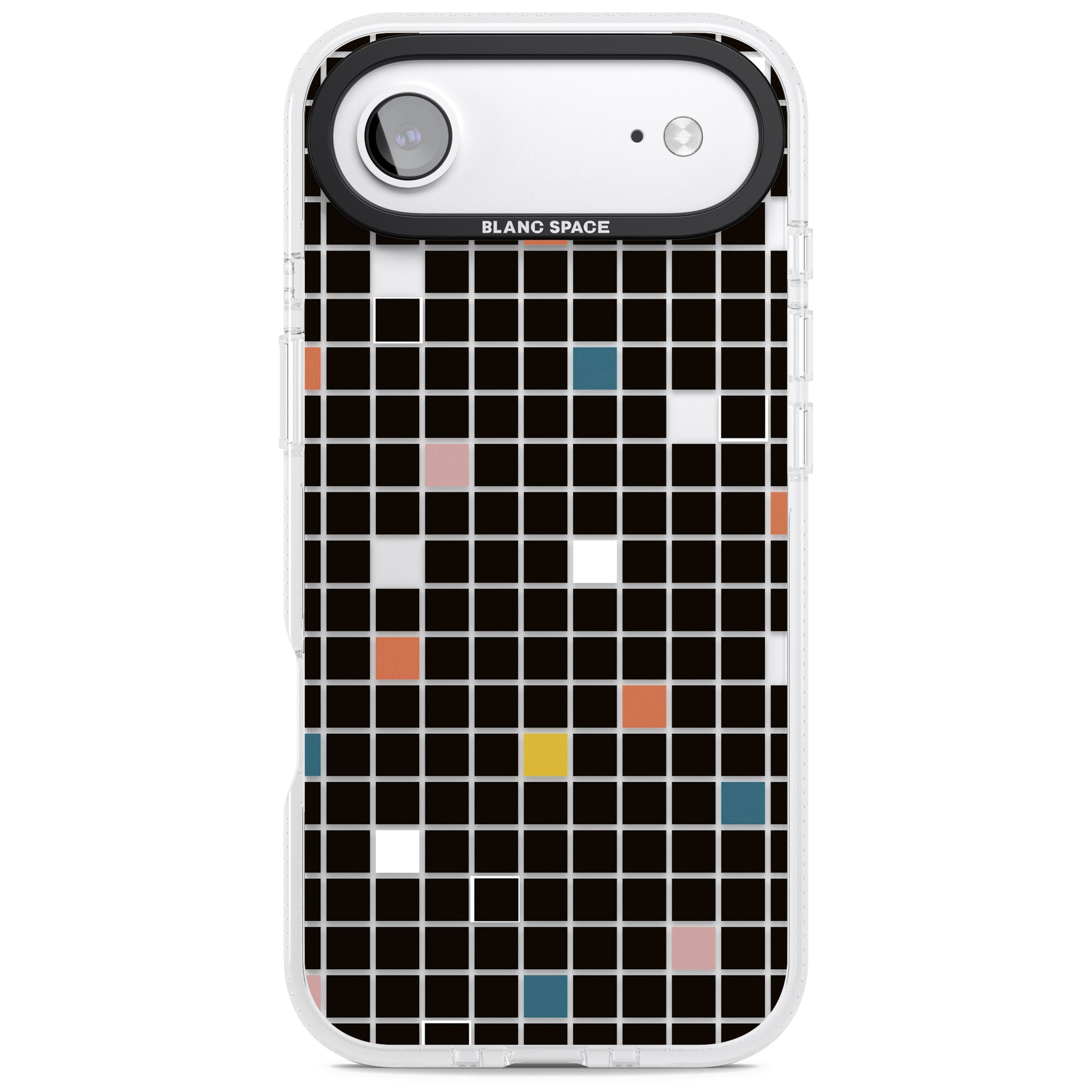 Earthtone Black Geometric Grid iPhone 17 Air Impact Air Clear Phone Case