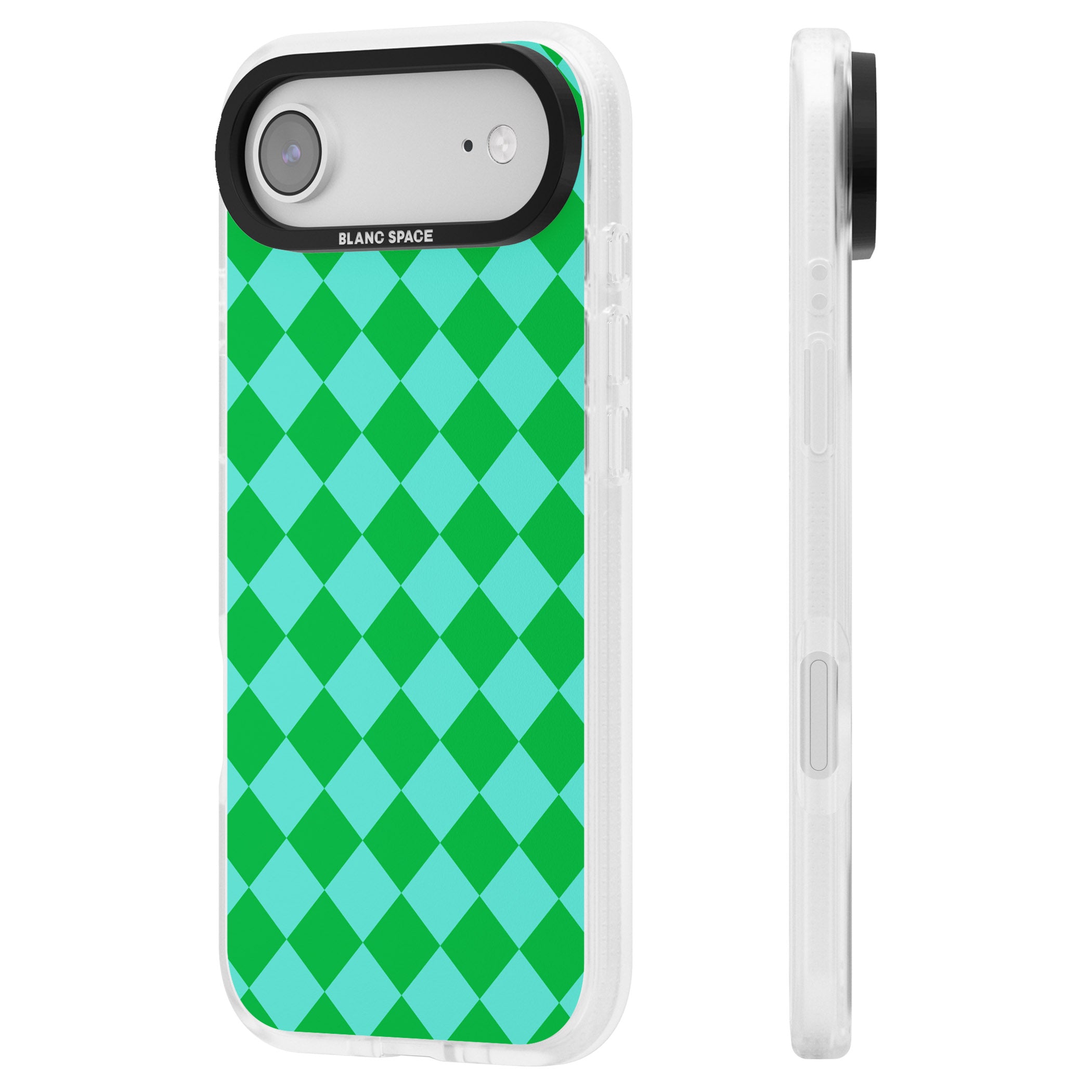 Retro Green Diamond Plaid iPhone 17 Air Impact Air Clear Phone Case Side Profile