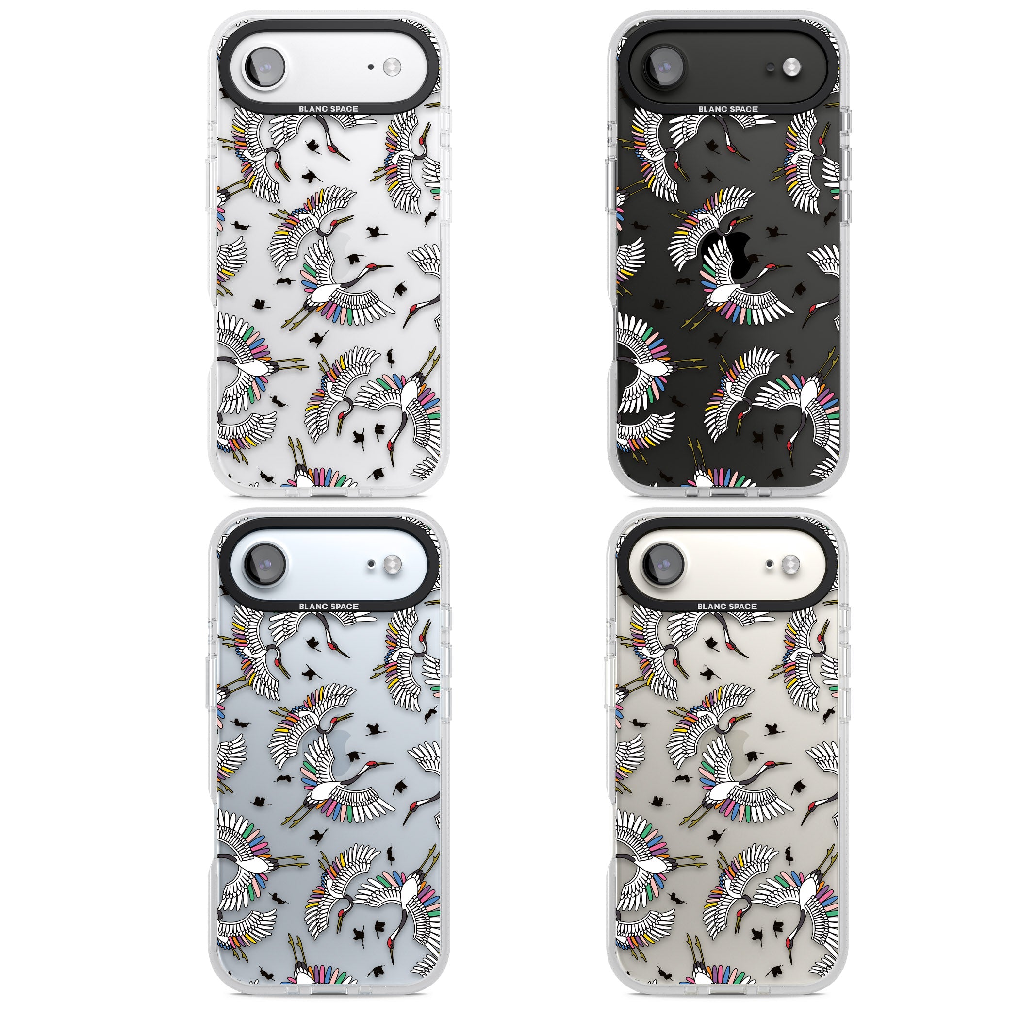 Colourful Crane Pattern iPhone 17 Air Impact Air Clear Phone Case APT Impact Protection