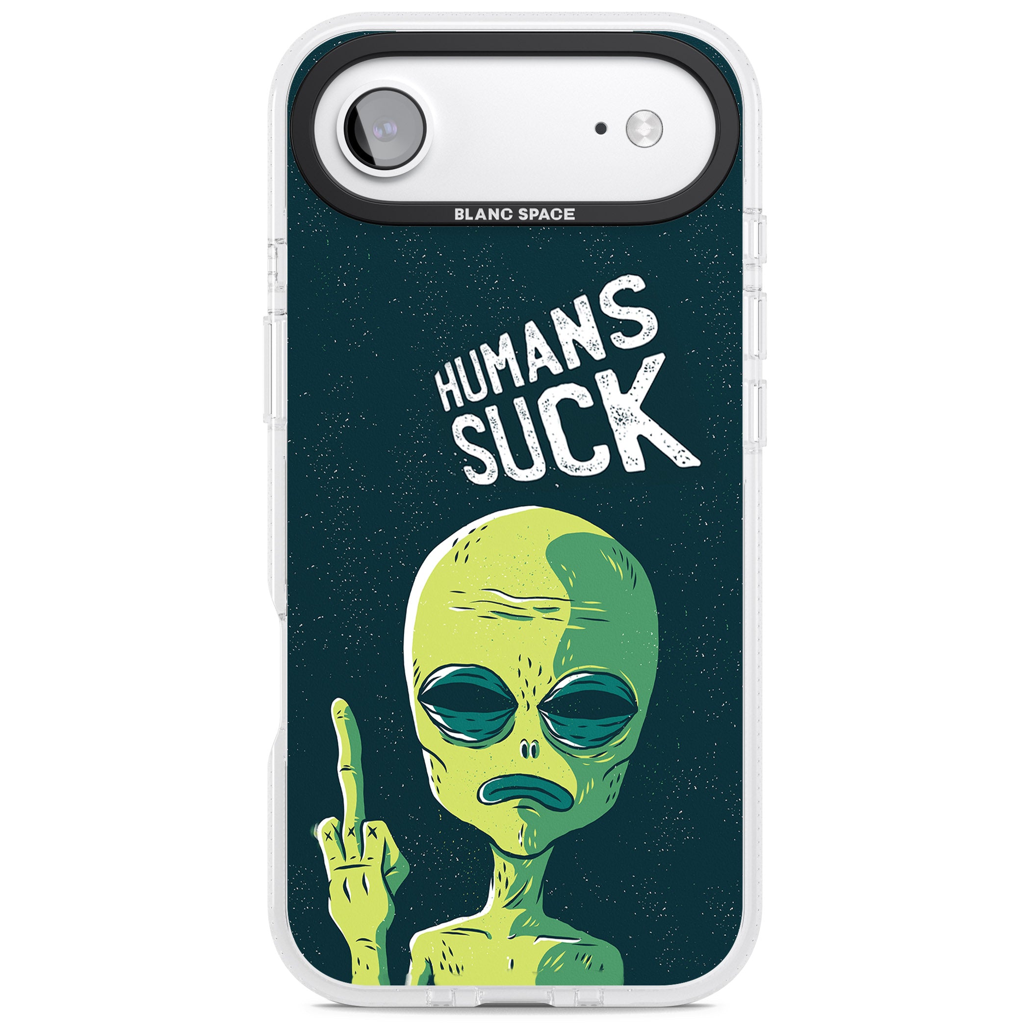 Humans Suck Alien iPhone 17 Air Impact Air Clear Phone Case
