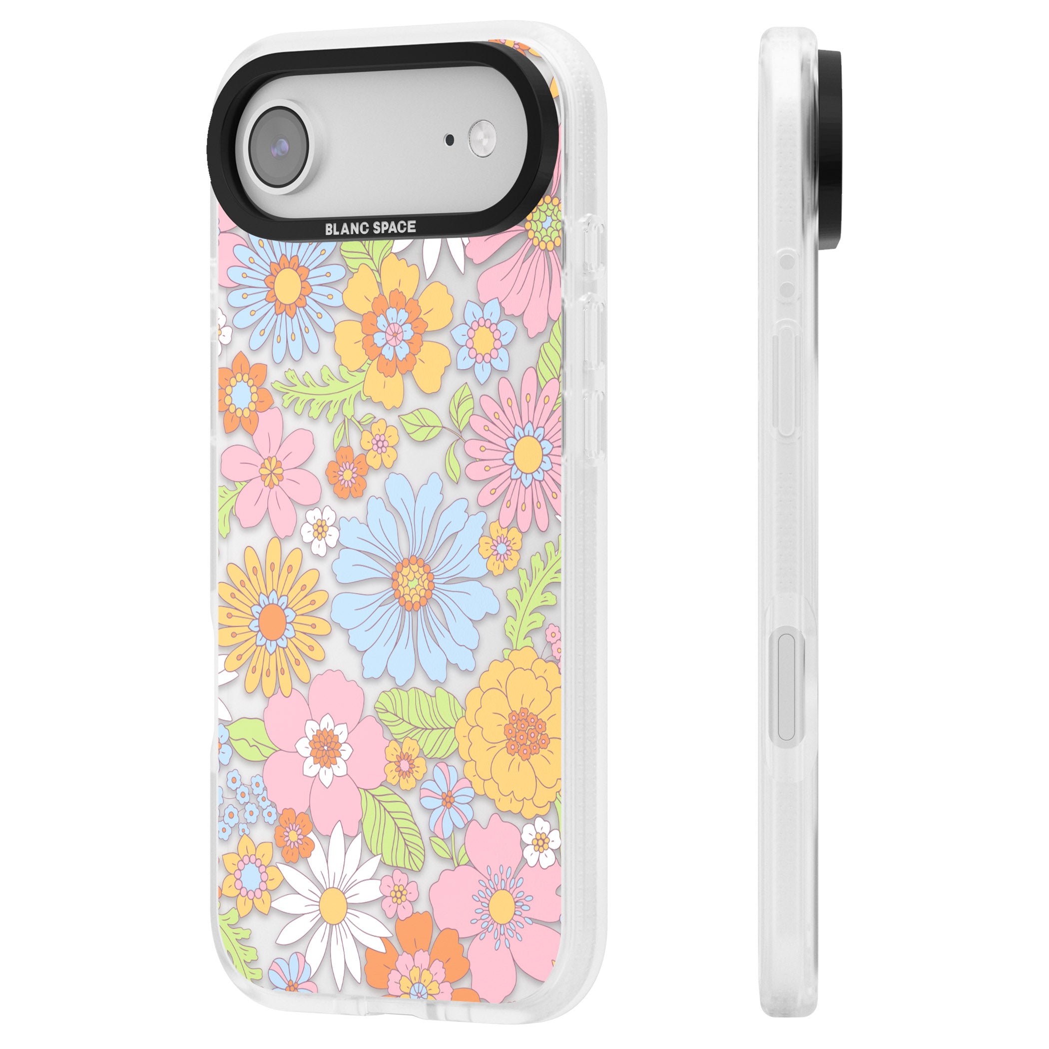 Pastel Flower Pattern iPhone 17 Air Impact Air Clear Phone Case Side Profile