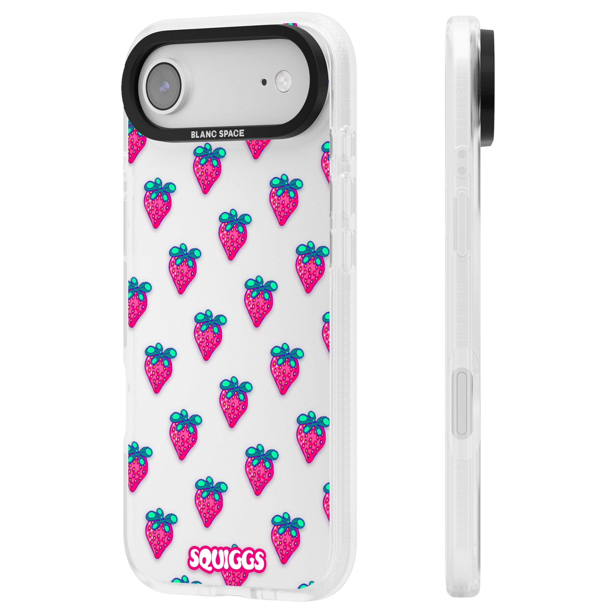 Strawberry Patch iPhone 17 Air Impact Air Clear Phone Case Side Profile