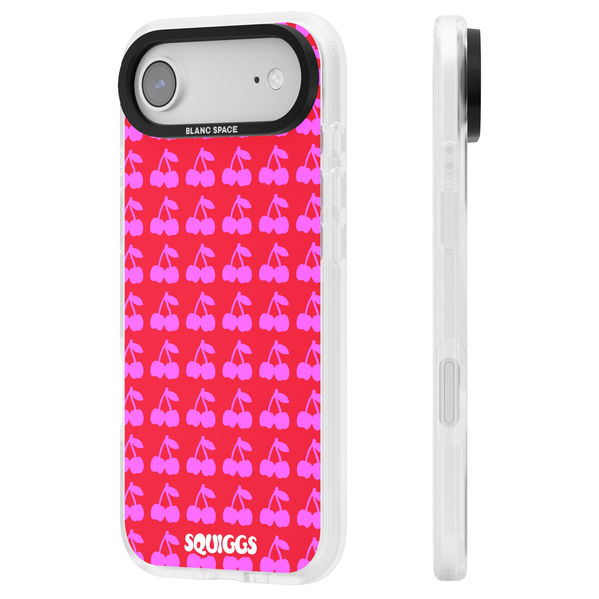 Red Cherries iPhone 17 Air Impact Air Clear Phone Case Side Profile