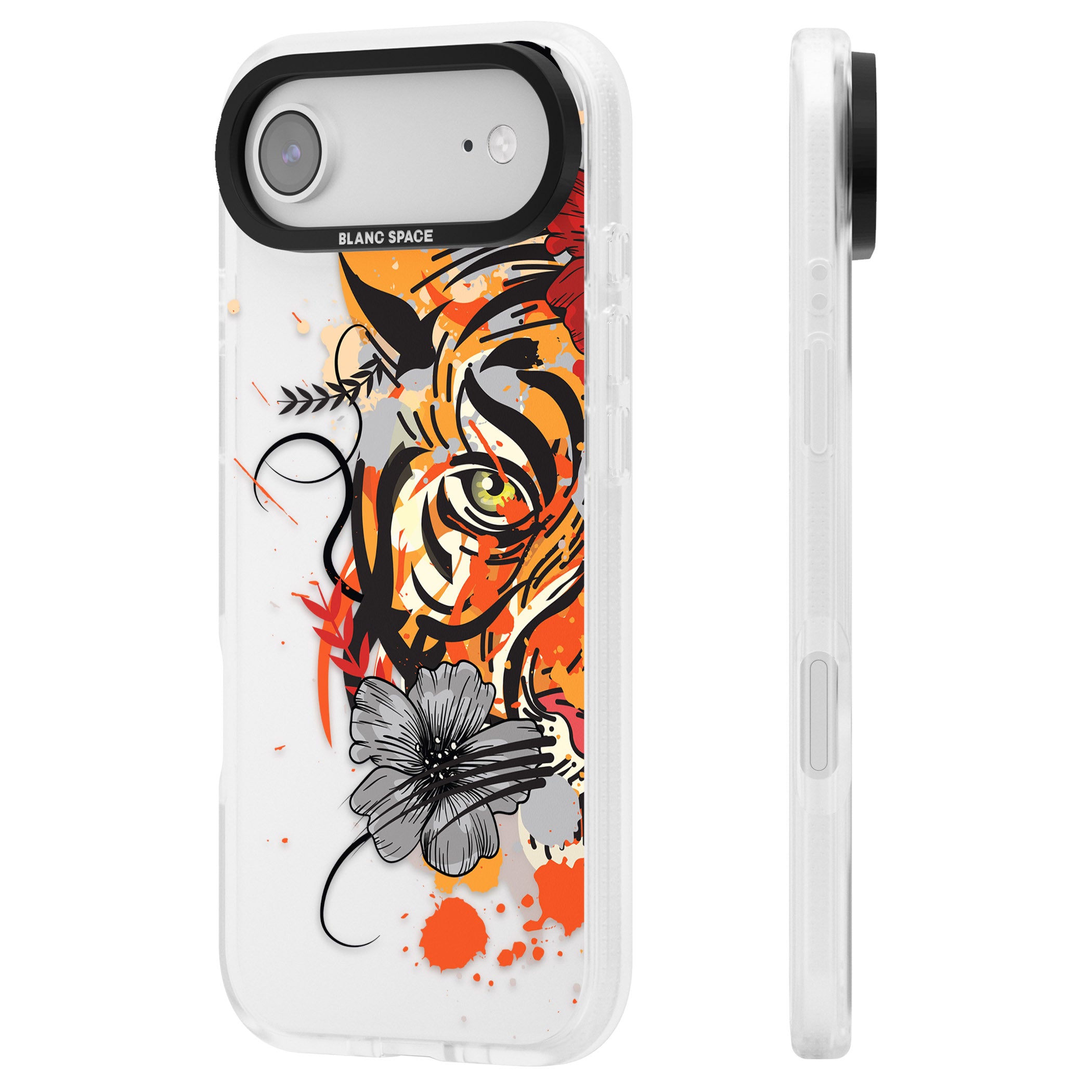 Sugar Skull Tiger iPhone 17 Air Impact Air Clear Phone Case Side Profile
