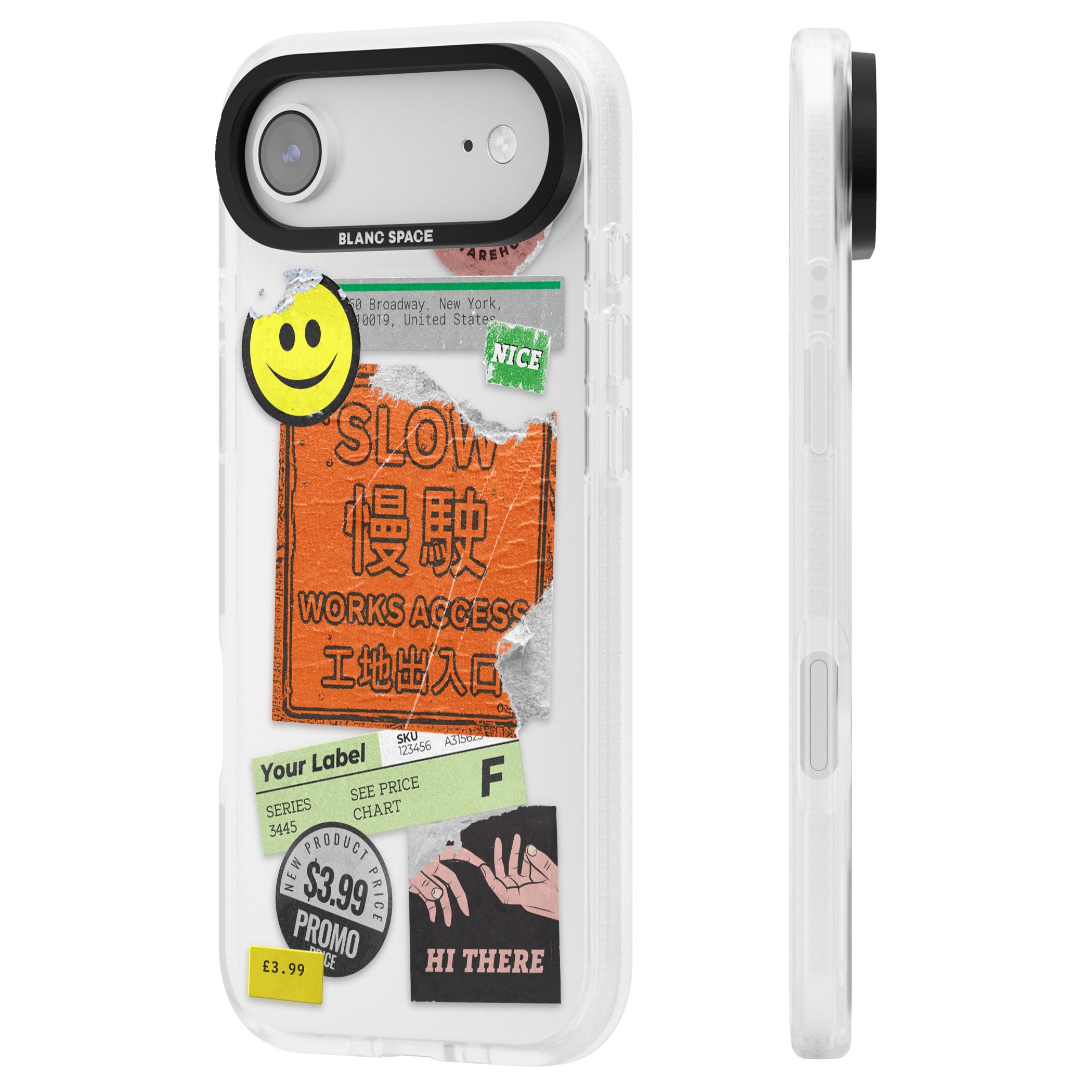 Kanji Signs Sticker Mix iPhone 17 Air Impact Air Clear Phone Case Side Profile