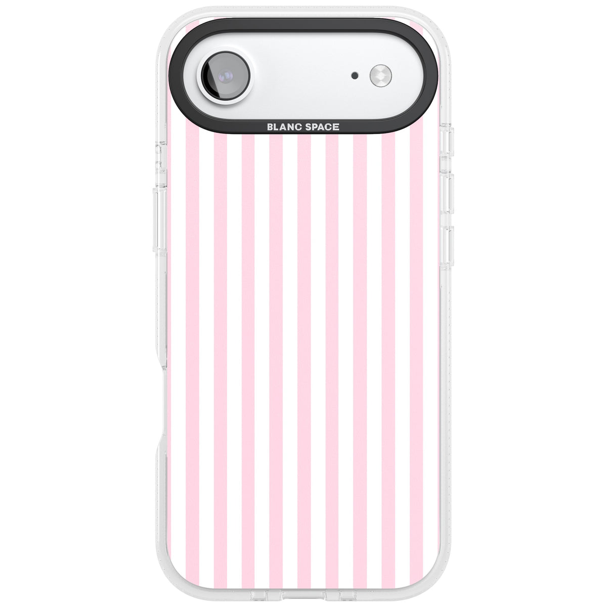 Pink Stripe preppy iPhone case featuring soft pastel pink and white vertical candy stripes iPhone Air / iPhone 17 Air Impact Air Phone Case front