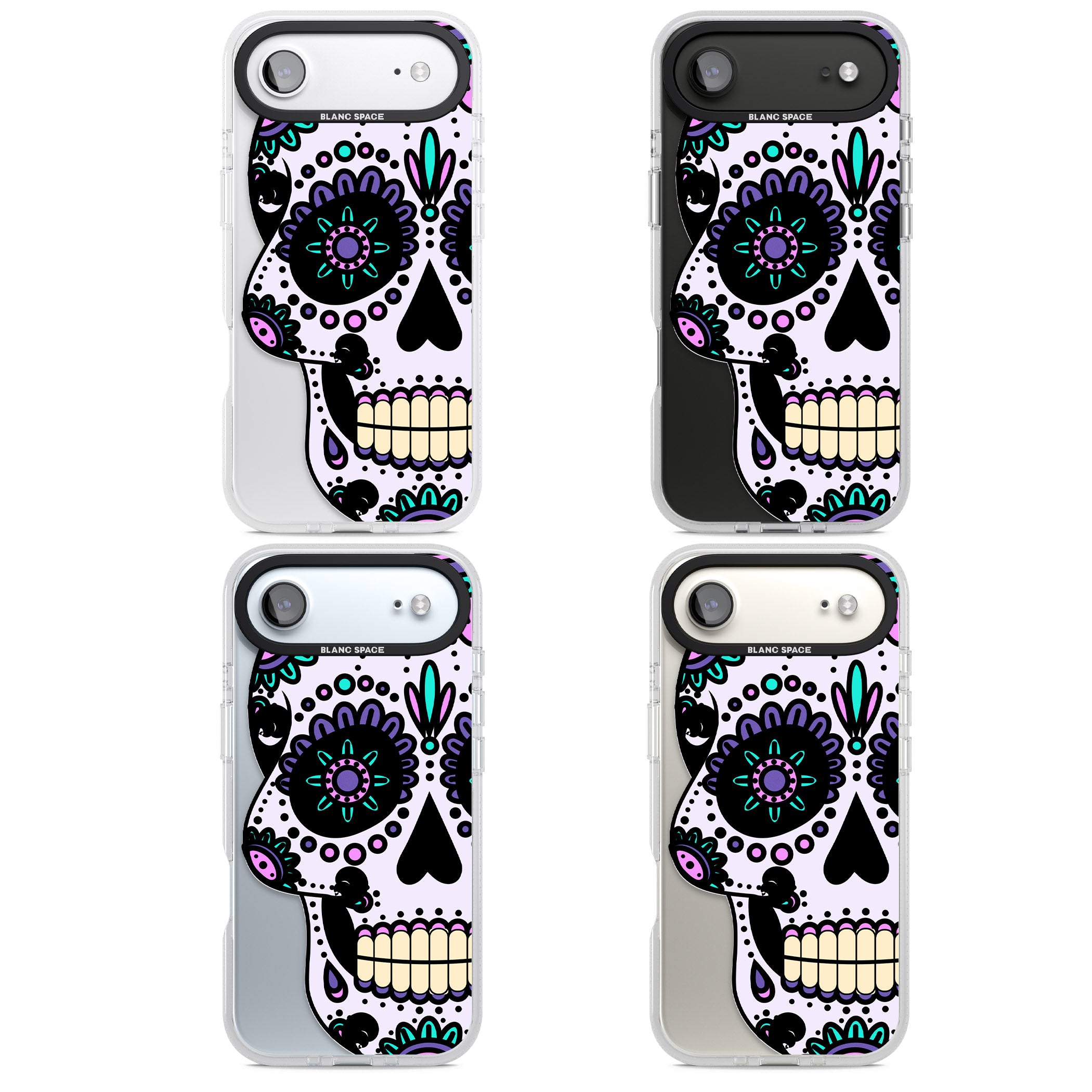 Violet Sugar Skull iPhone 17 Air Impact Air Clear Phone Case APT Impact Protection