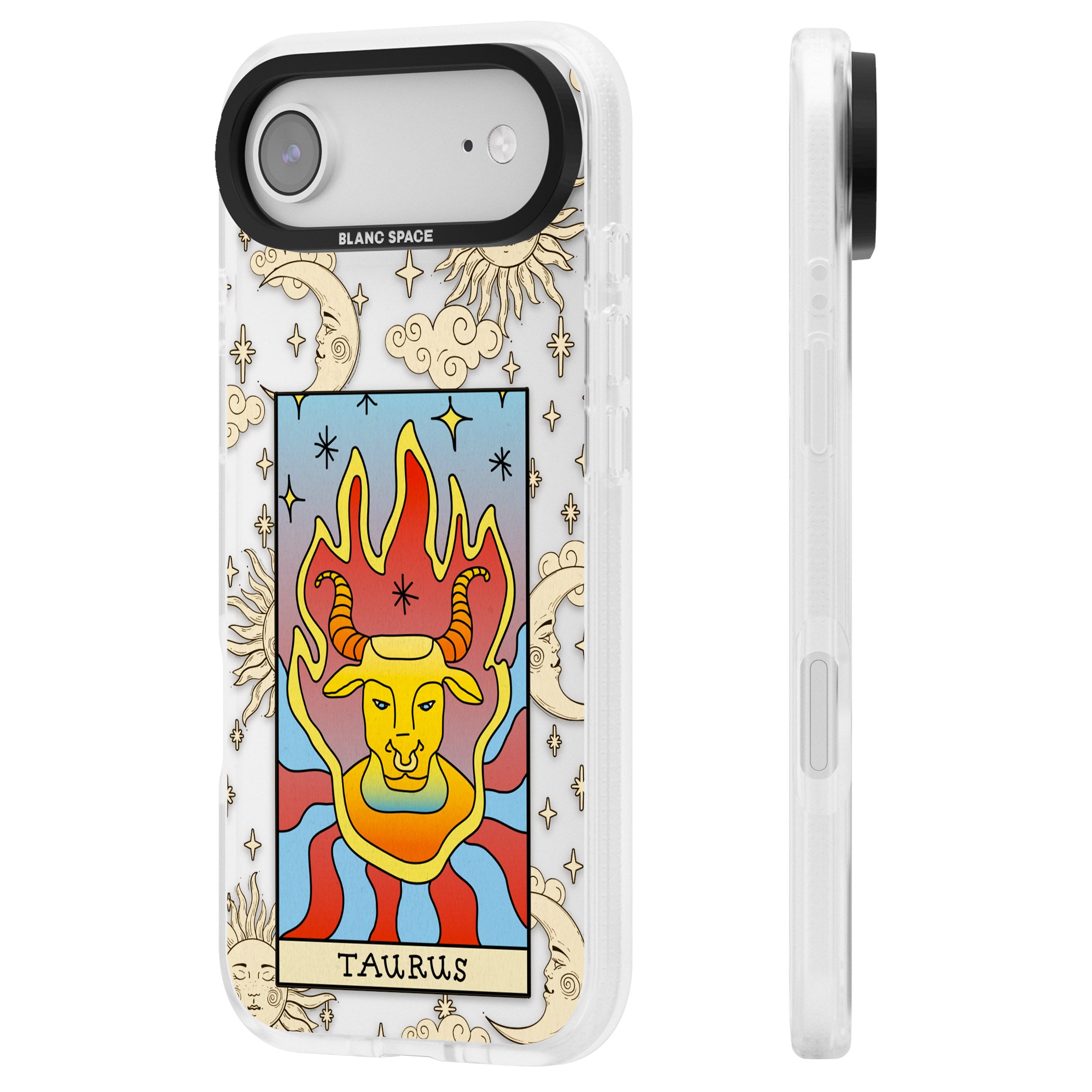 Celestial Zodiac Taurus iPhone 17 Air Impact Air Clear Phone Case Side Profile