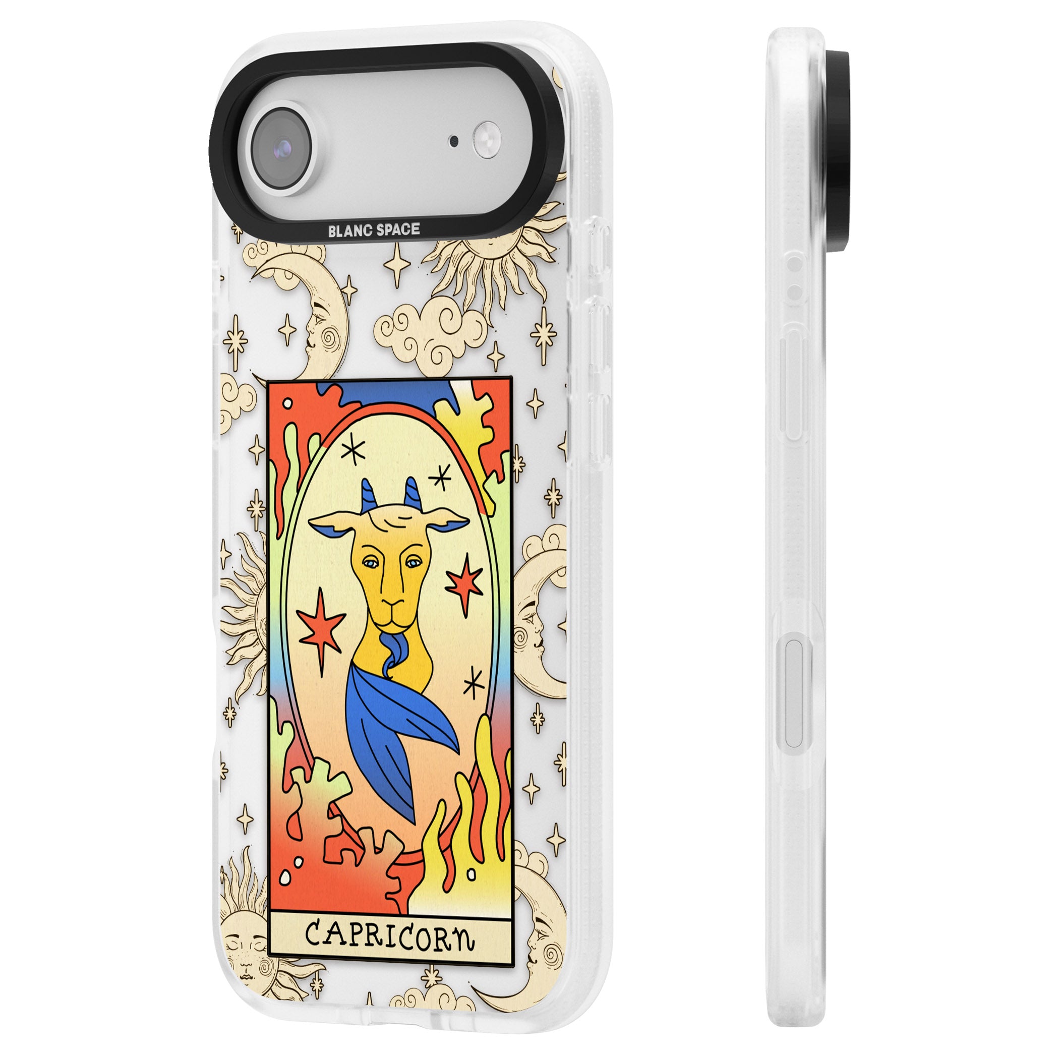 Celestial Zodiac Capricorn iPhone 17 Air Impact Air Clear Phone Case Side Profile