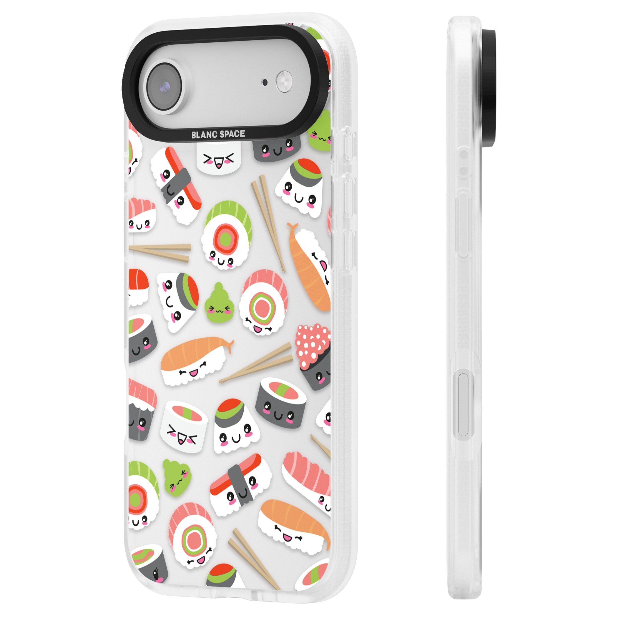 Kawaii Sushi Party iPhone 17 Air Impact Air Clear Phone Case Side Profile