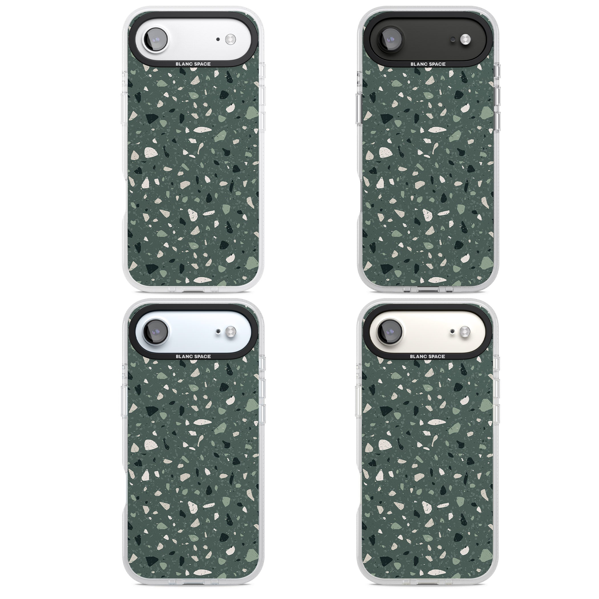 Green & Cream Terrazzo Pattern iPhone 17 Air Impact Air Clear Phone Case APT Impact Protection