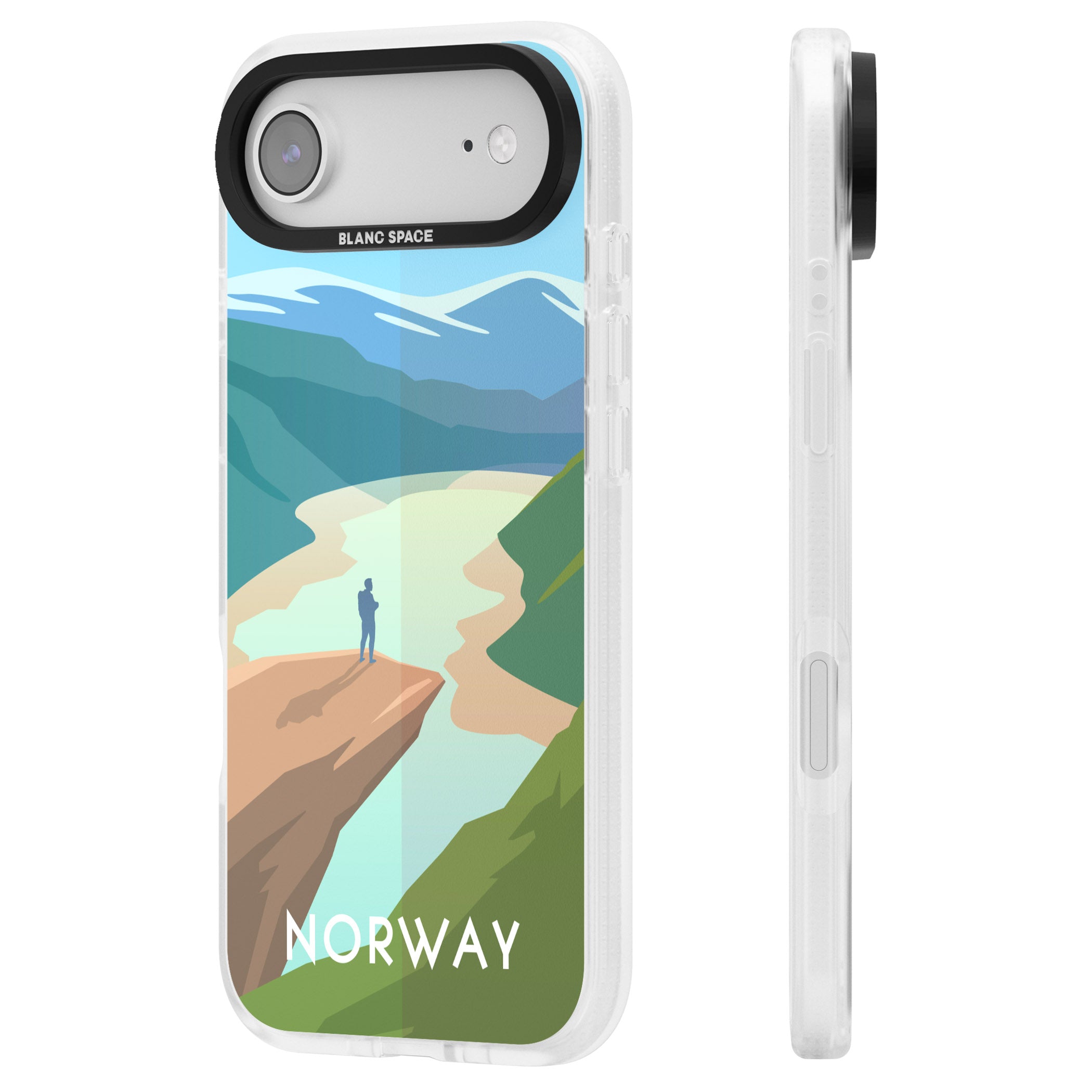 Vintage Travel Poster Norway iPhone 17 Air Impact Air Clear Phone Case Side Profile