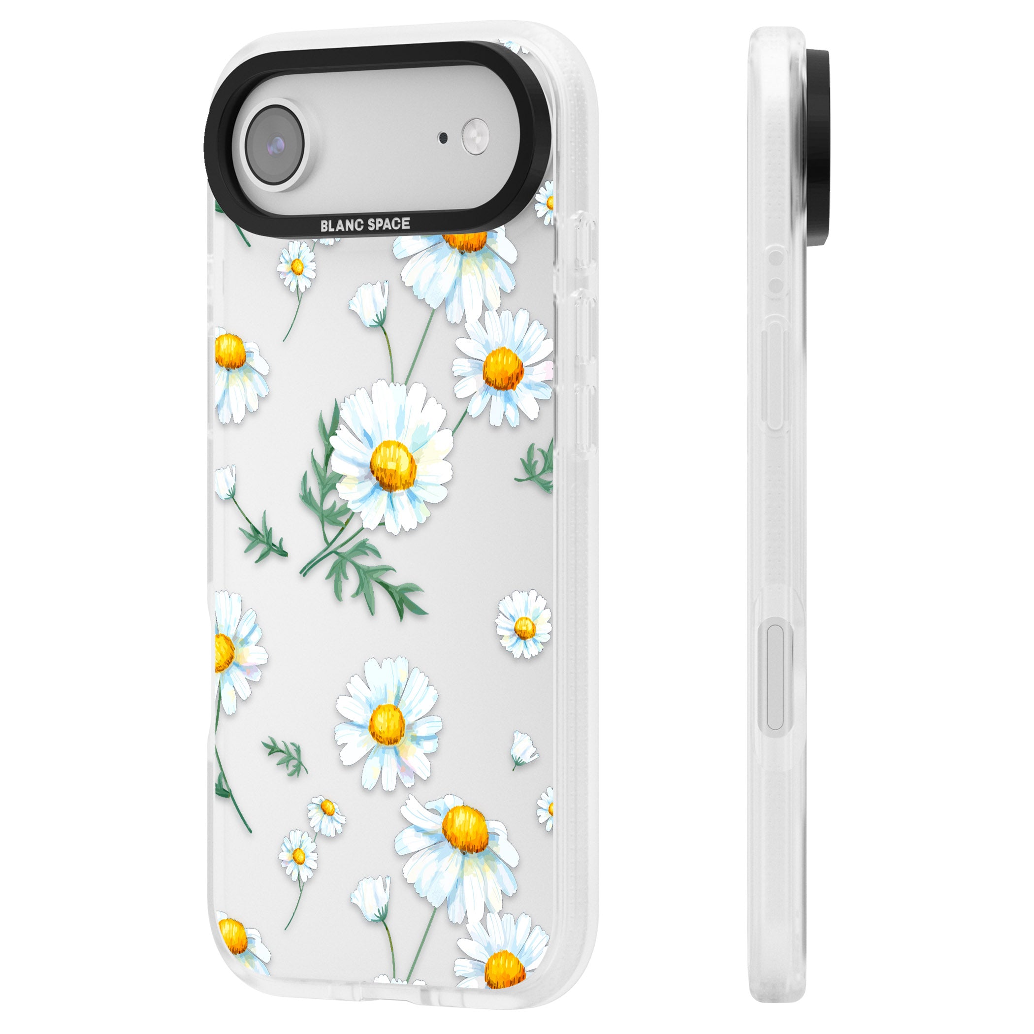 Vintage Painted Daisies iPhone 17 Air Impact Air Clear Phone Case Side Profile
