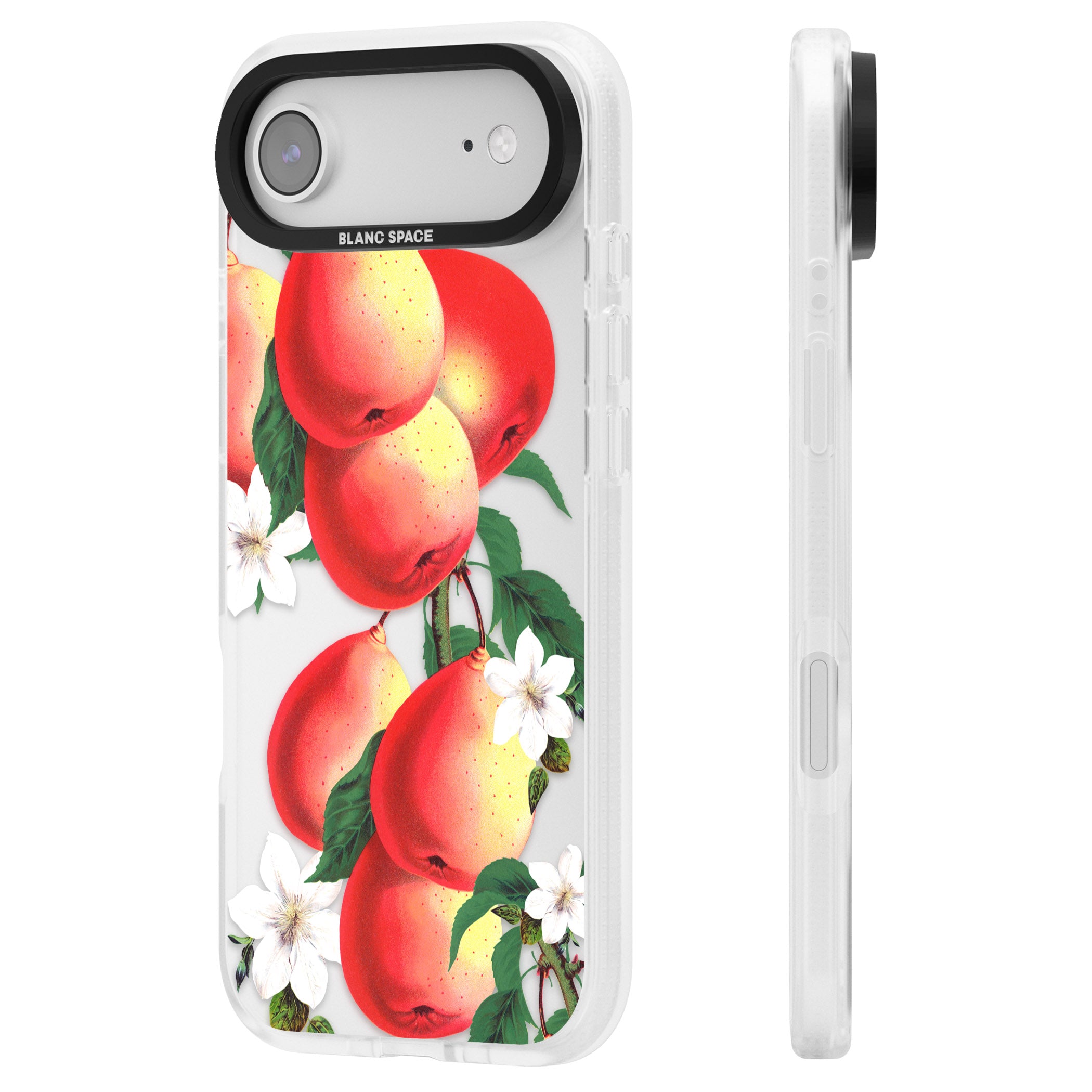 Vintage Painted Peaches iPhone 17 Air Impact Air Clear Phone Case Side Profile