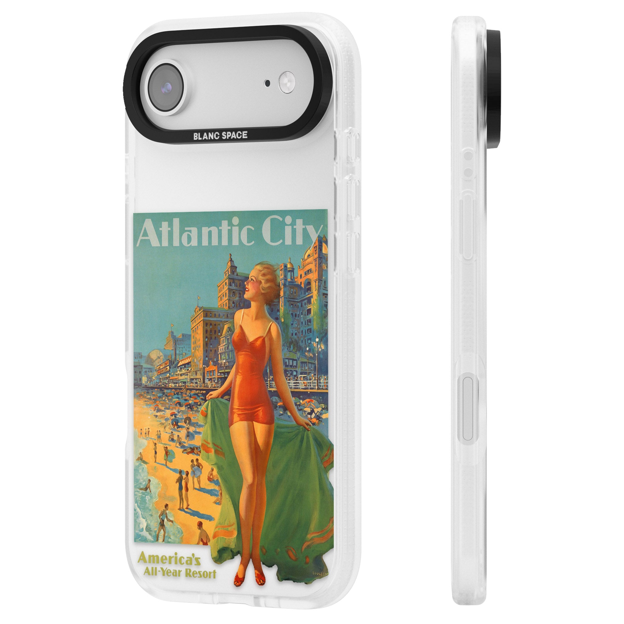 Atlantic City Vacation Poster iPhone 17 Air Impact Air Clear Phone Case Side Profile