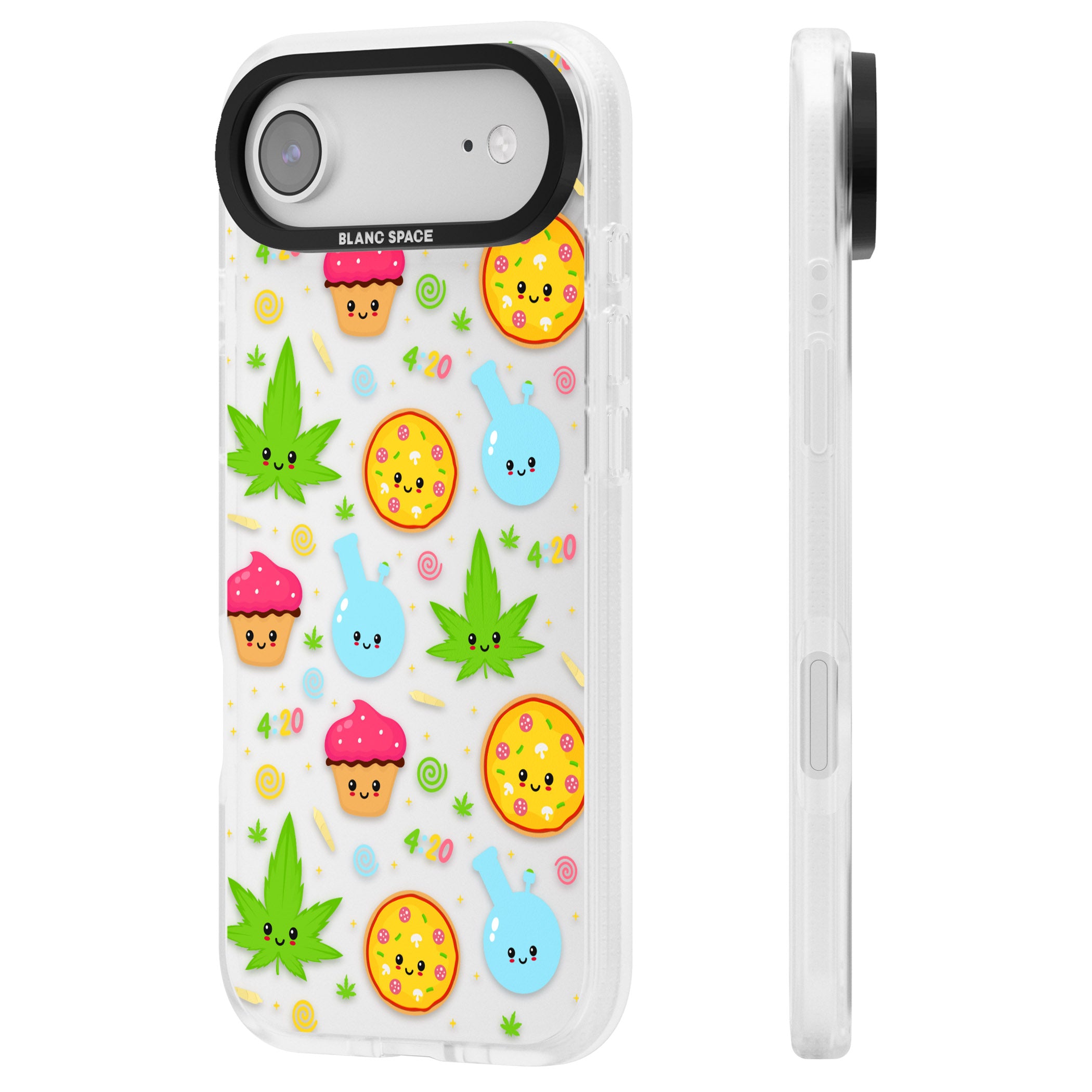 Kawaii Weed Pattern iPhone 17 Air Impact Air Clear Phone Case Side Profile