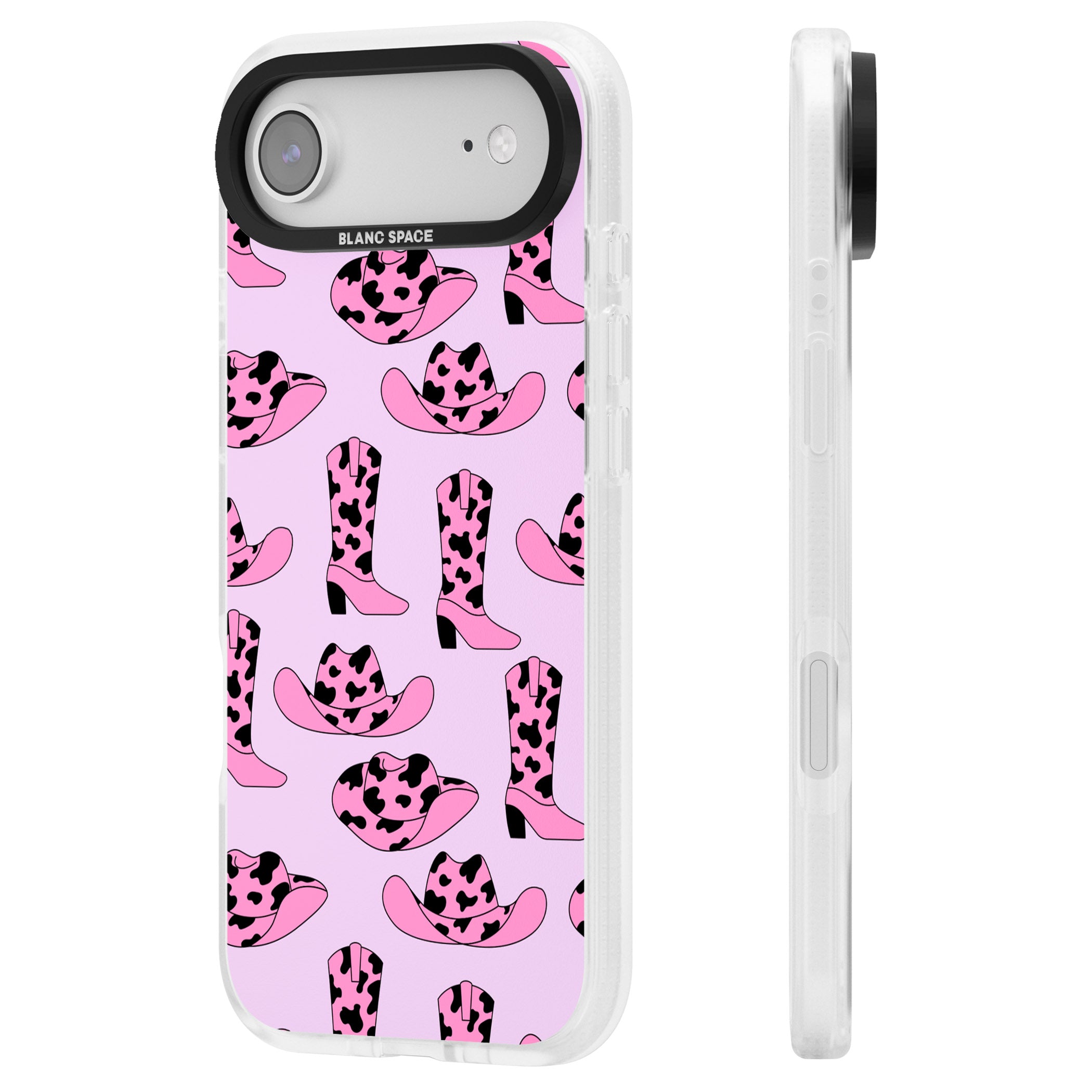 Cow Girl Pattern iPhone 17 Air Impact Air Clear Phone Case Side Profile