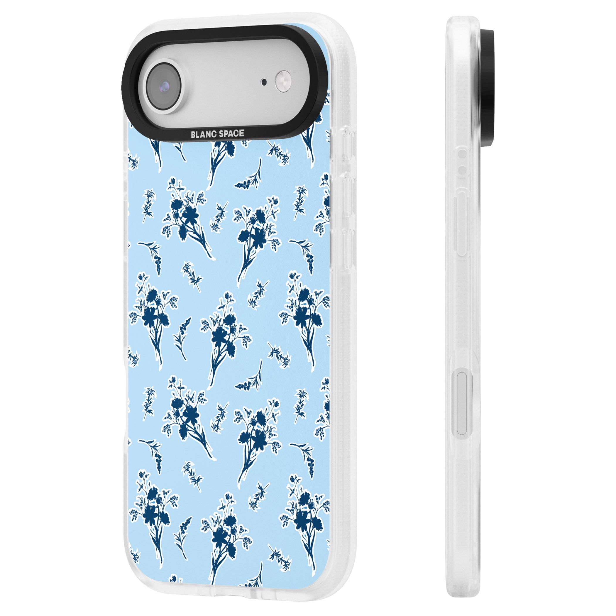 Blue Sticker Wildflowers iPhone 17 Air Impact Air Clear Phone Case Side Profile