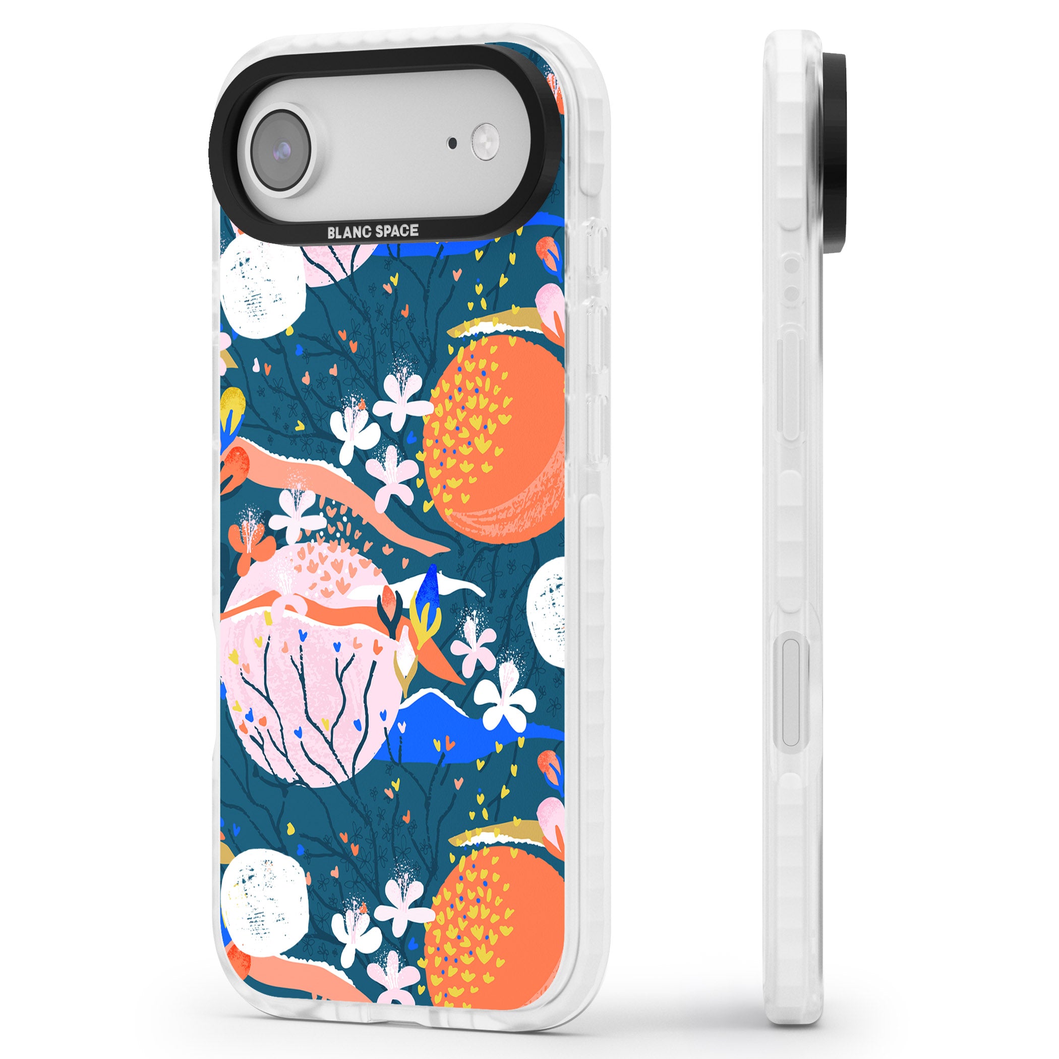 Vibrant Coral Pattern iPhone 17 Air Impact Clear Phone Case Side Profile