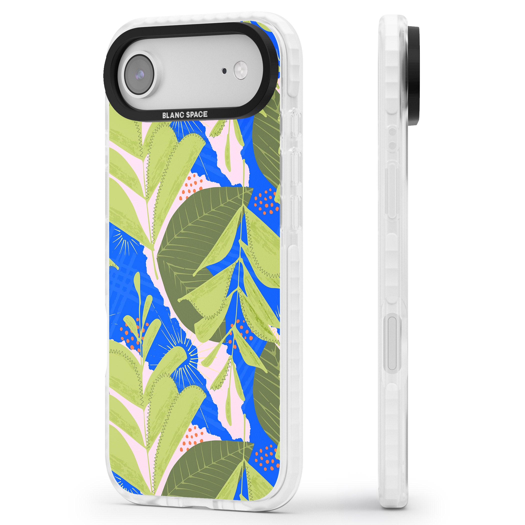 Fern Leaves Abstract Pattern iPhone 17 Air Impact Clear Phone Case Side Profile