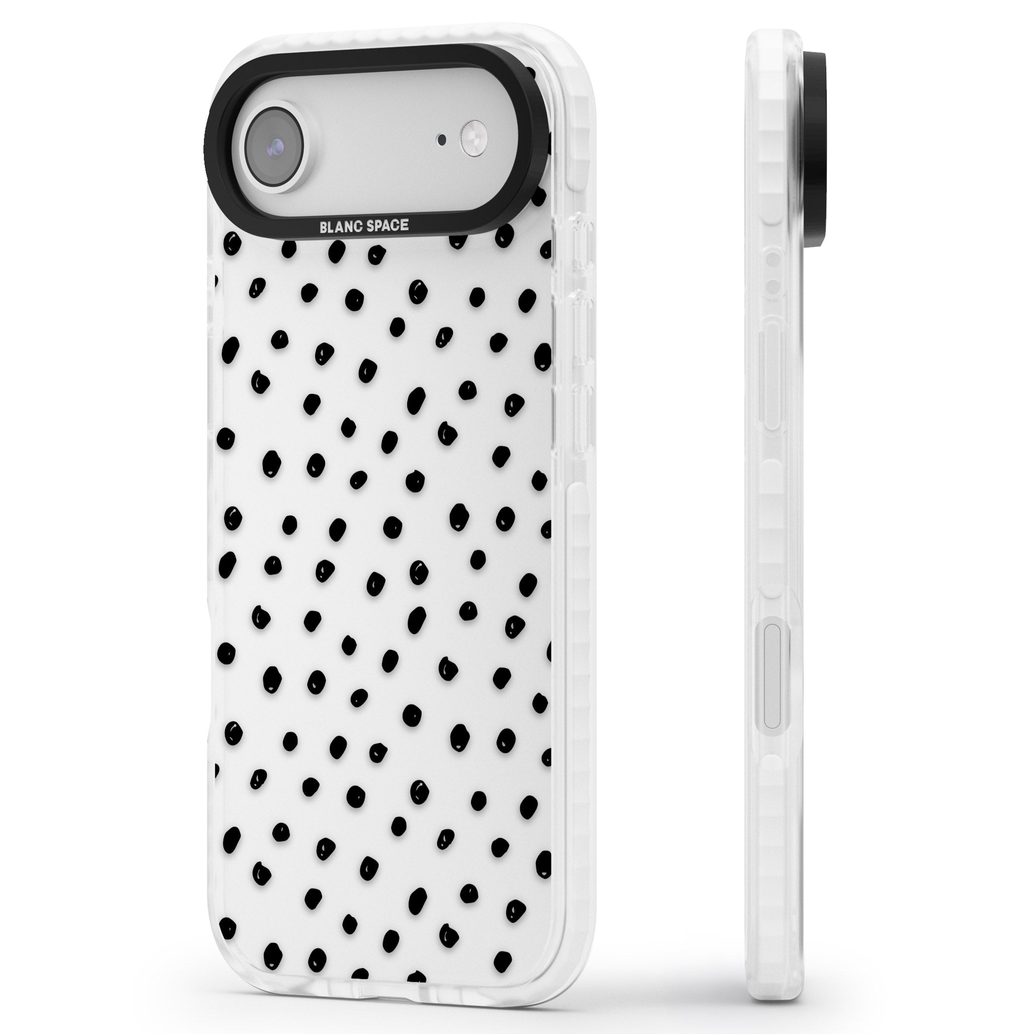 Messy Black Dot Pattern iPhone 17 Air Impact Clear Phone Case Side Profile