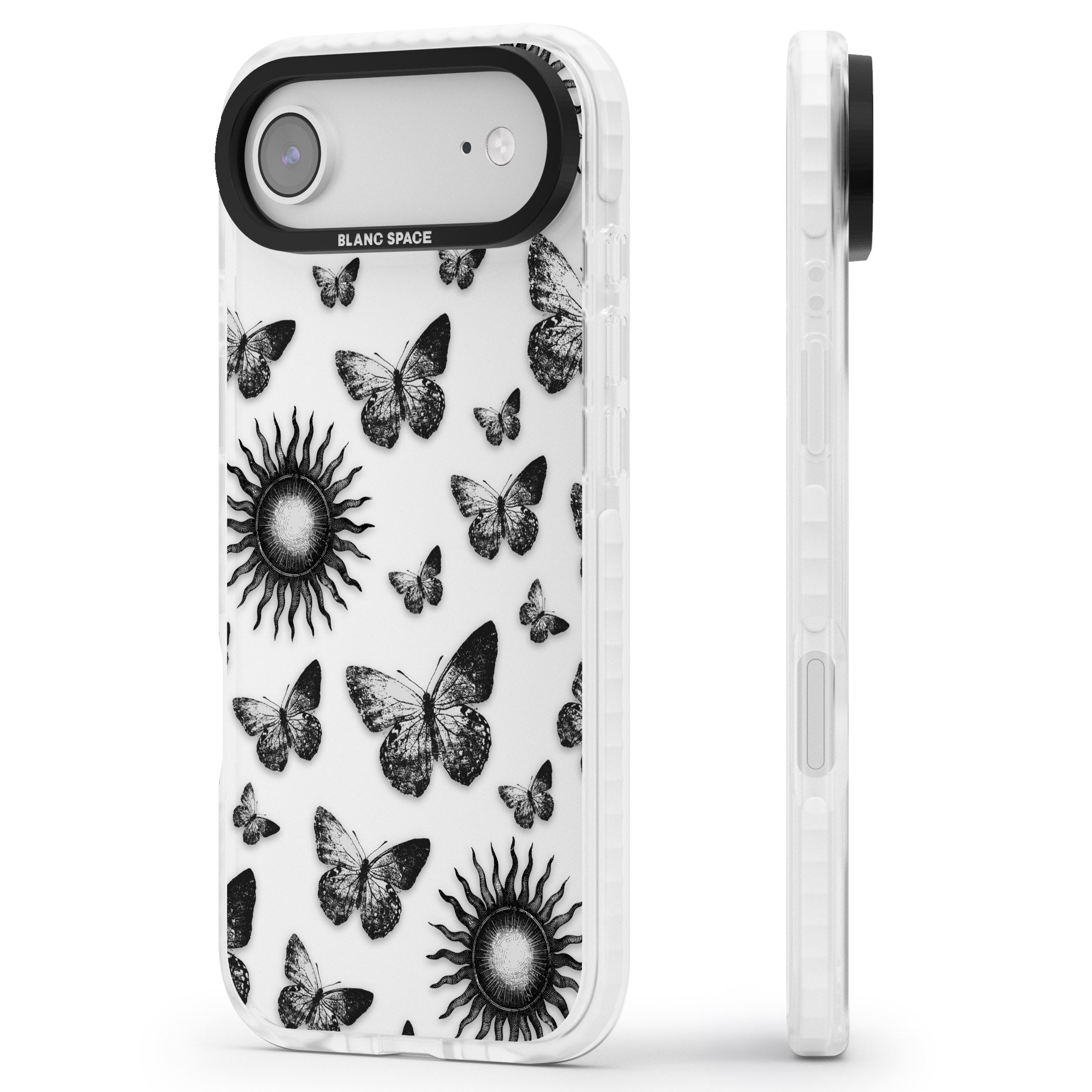 Butterflies Suns iPhone 17 Air Impact Clear Phone Case Side Profile
