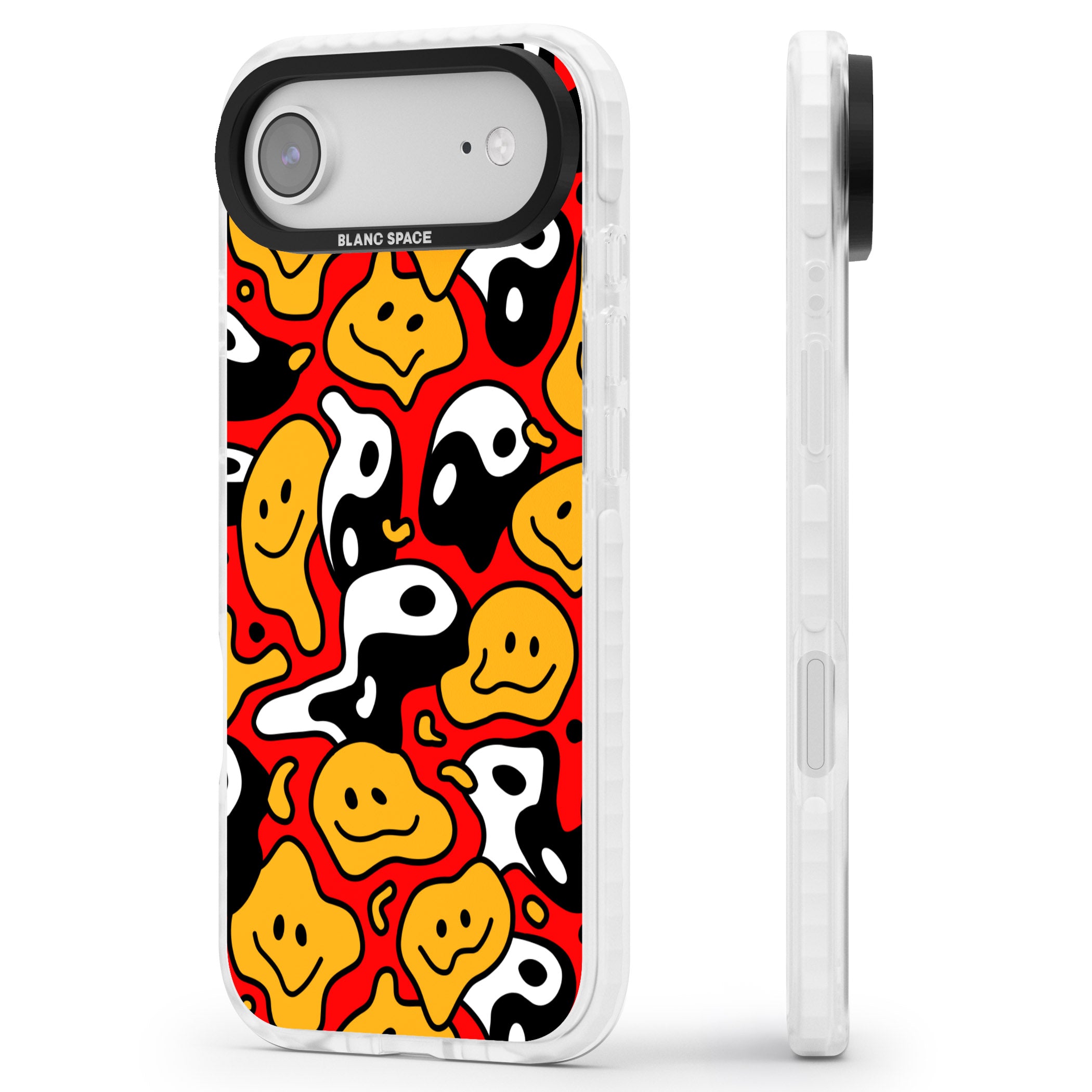 Yin Yang Acid Face iPhone 17 Air Impact Clear Phone Case Side Profile