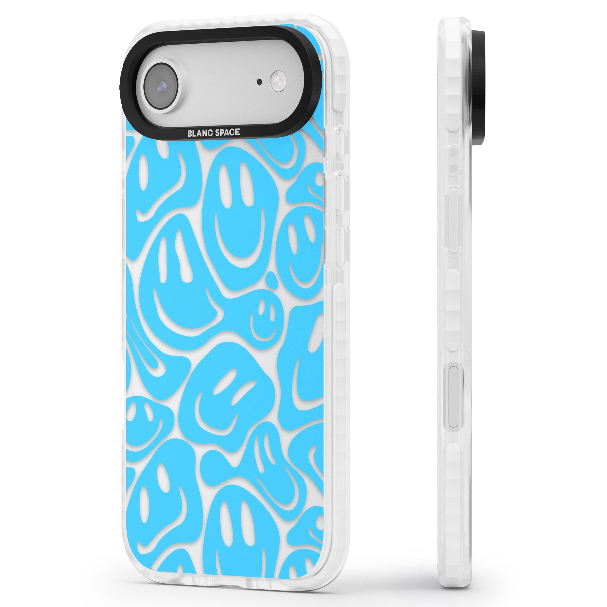 Blue Acid Faces iPhone 17 Air Impact Clear Phone Case Side Profile