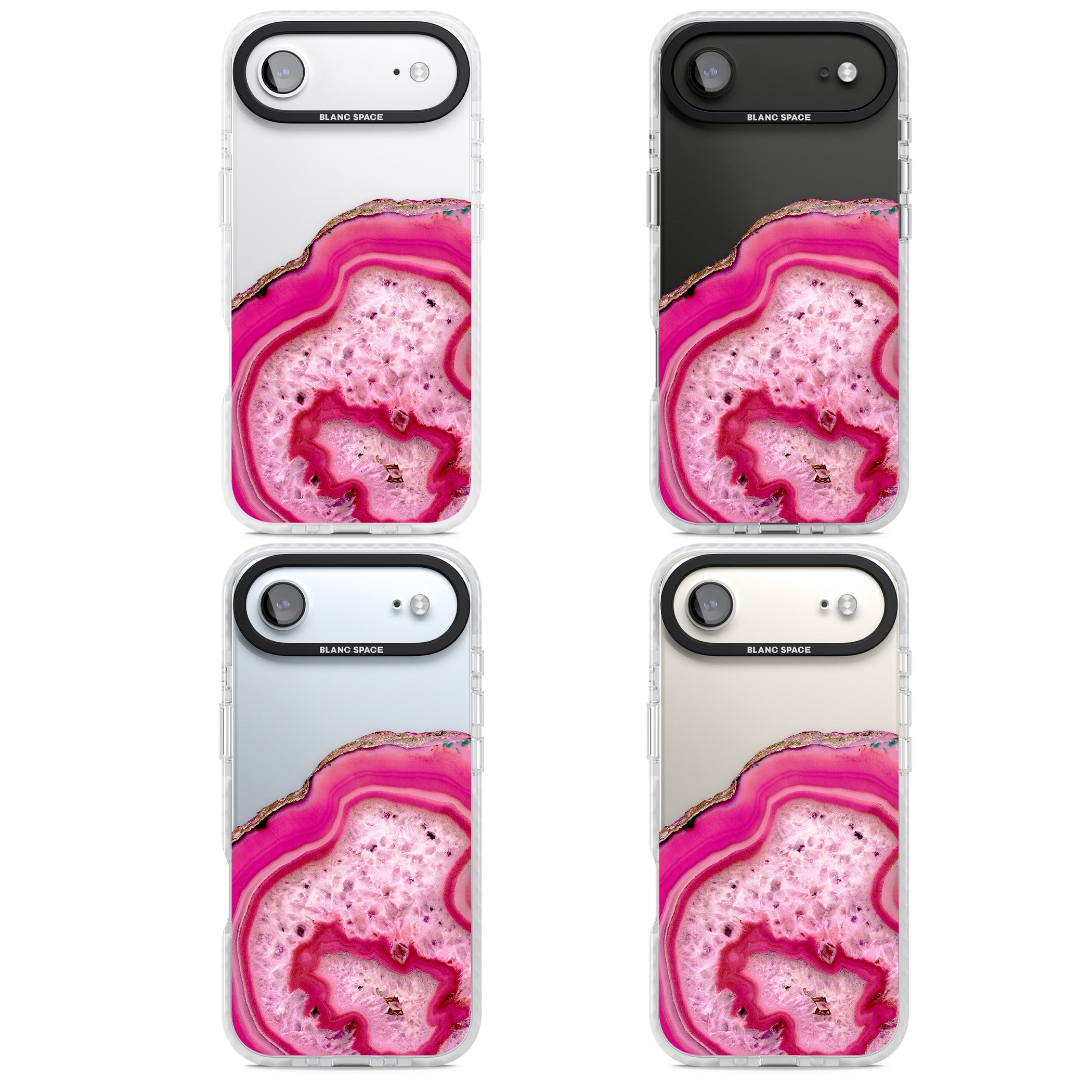 Pink Geode Crystal iPhone 17 Air Impact Clear Phone Case APT Impact Protection