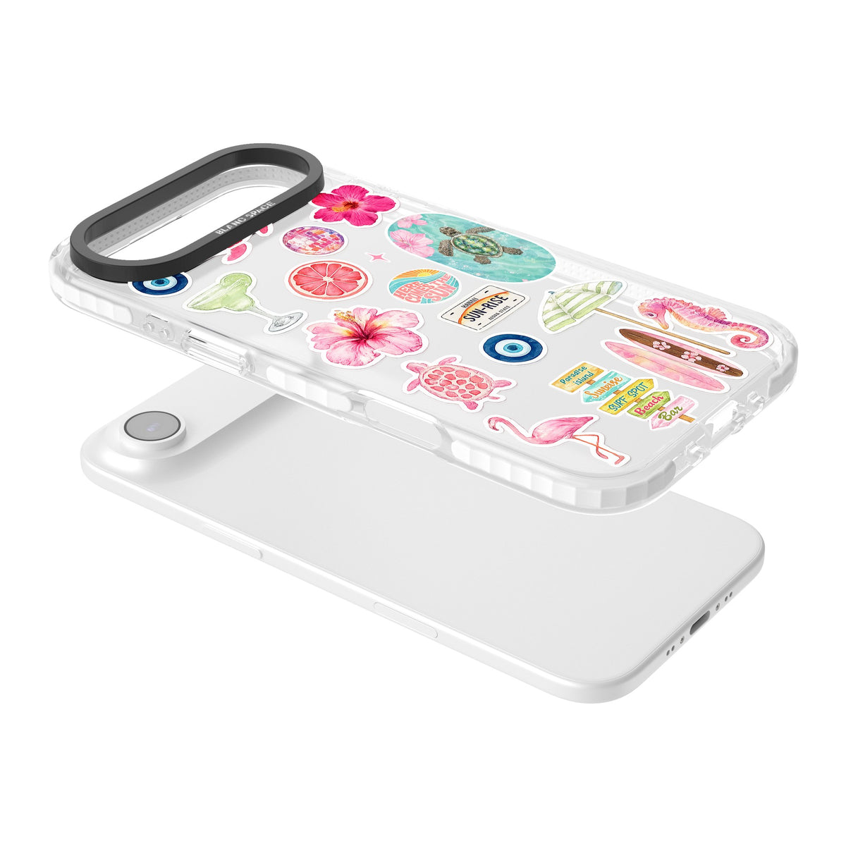 Aloha Sticker Mix iPhone Air Impact Clear Phone Case angled