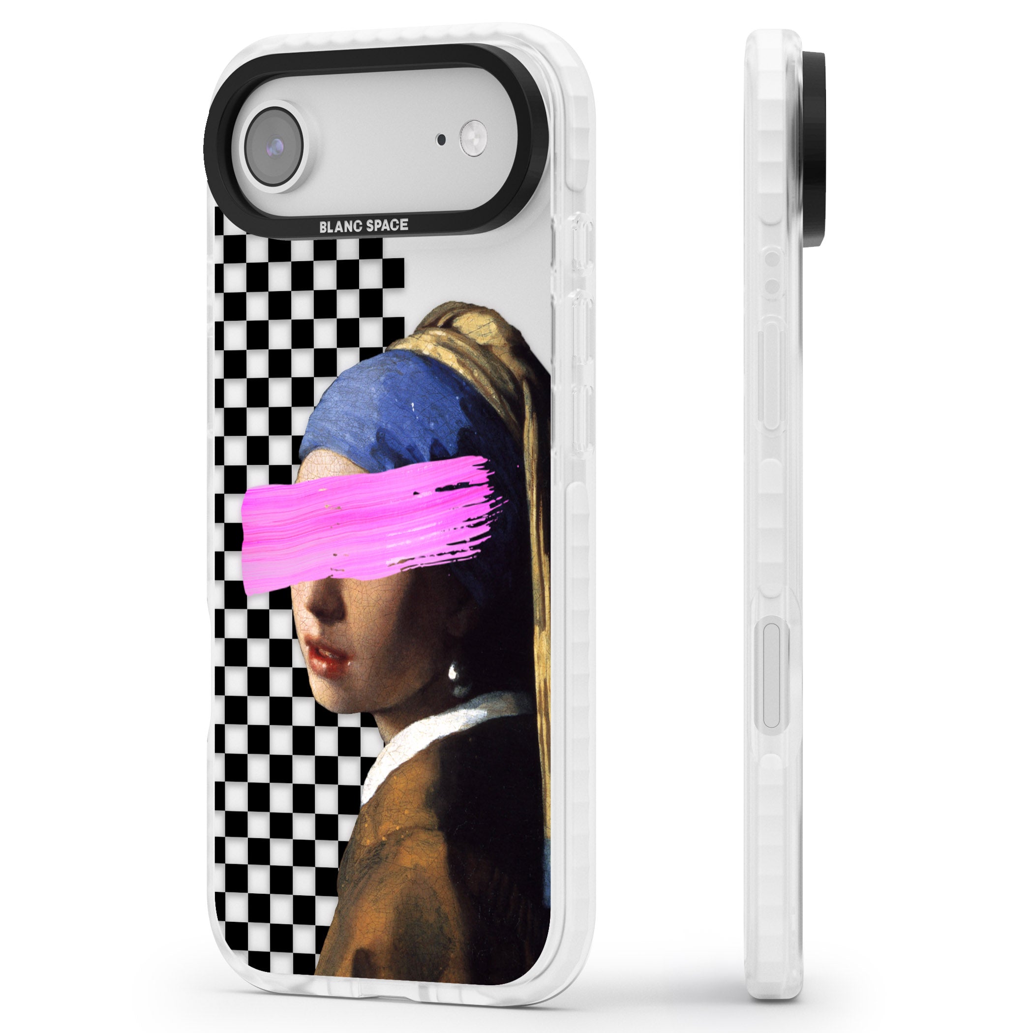 Abstract Pearl Girl iPhone 17 Air Impact Clear Phone Case Side Profile