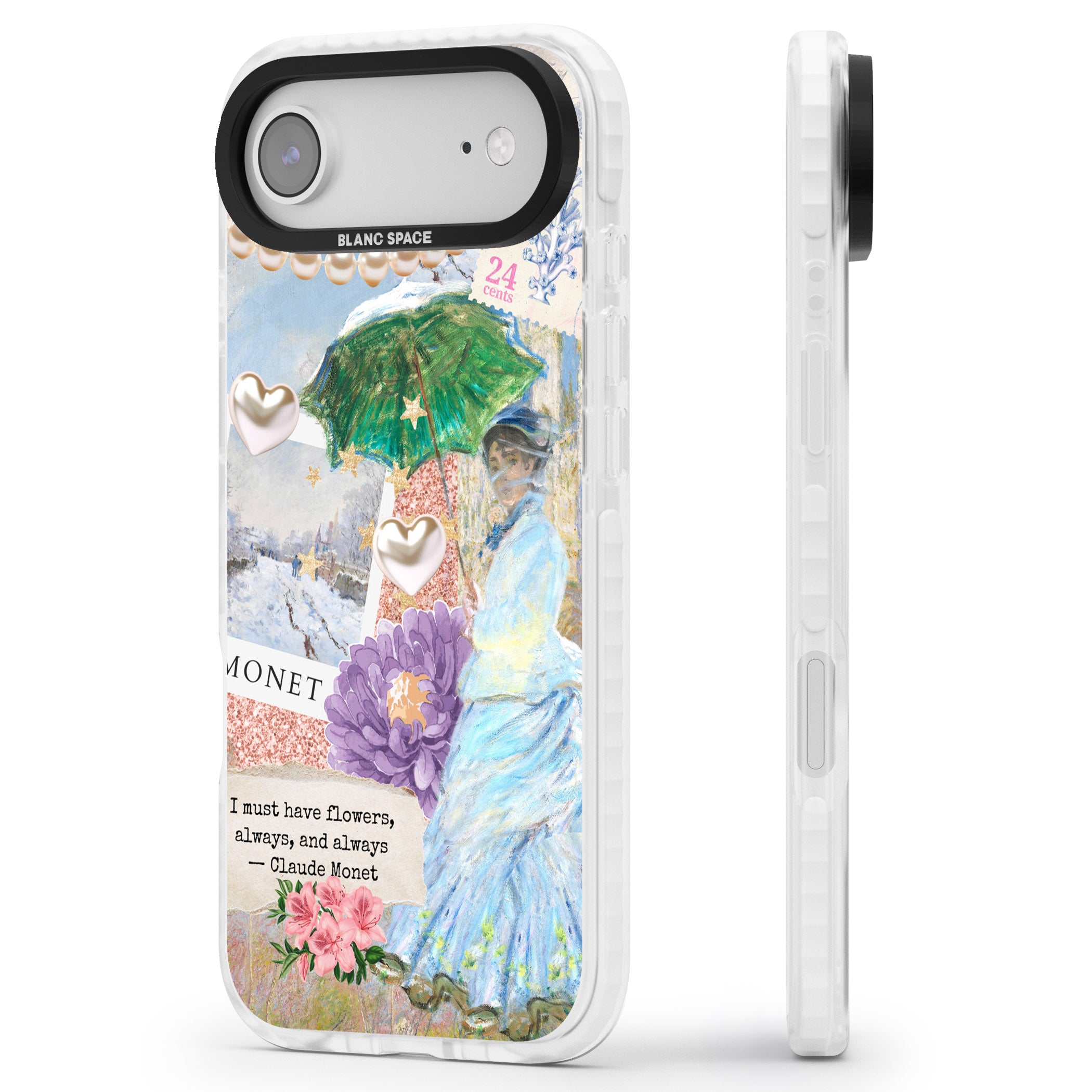 Monet 'Must Have Flowers' Collage iPhone 17 Air Impact Clear Phone Case Side Profile