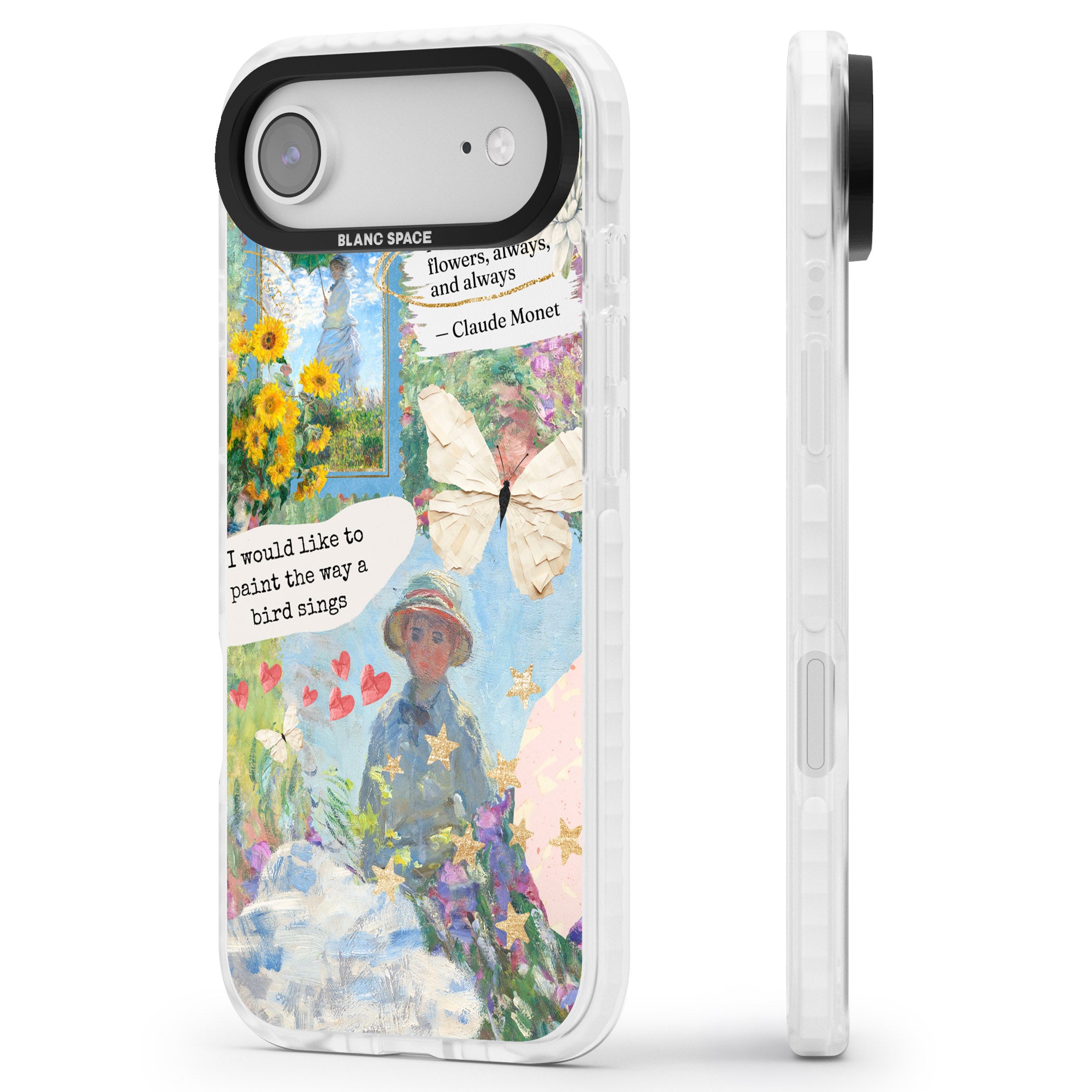 Monet 'Way A Bird Sings' Collage iPhone 17 Air Impact Clear Phone Case Side Profile